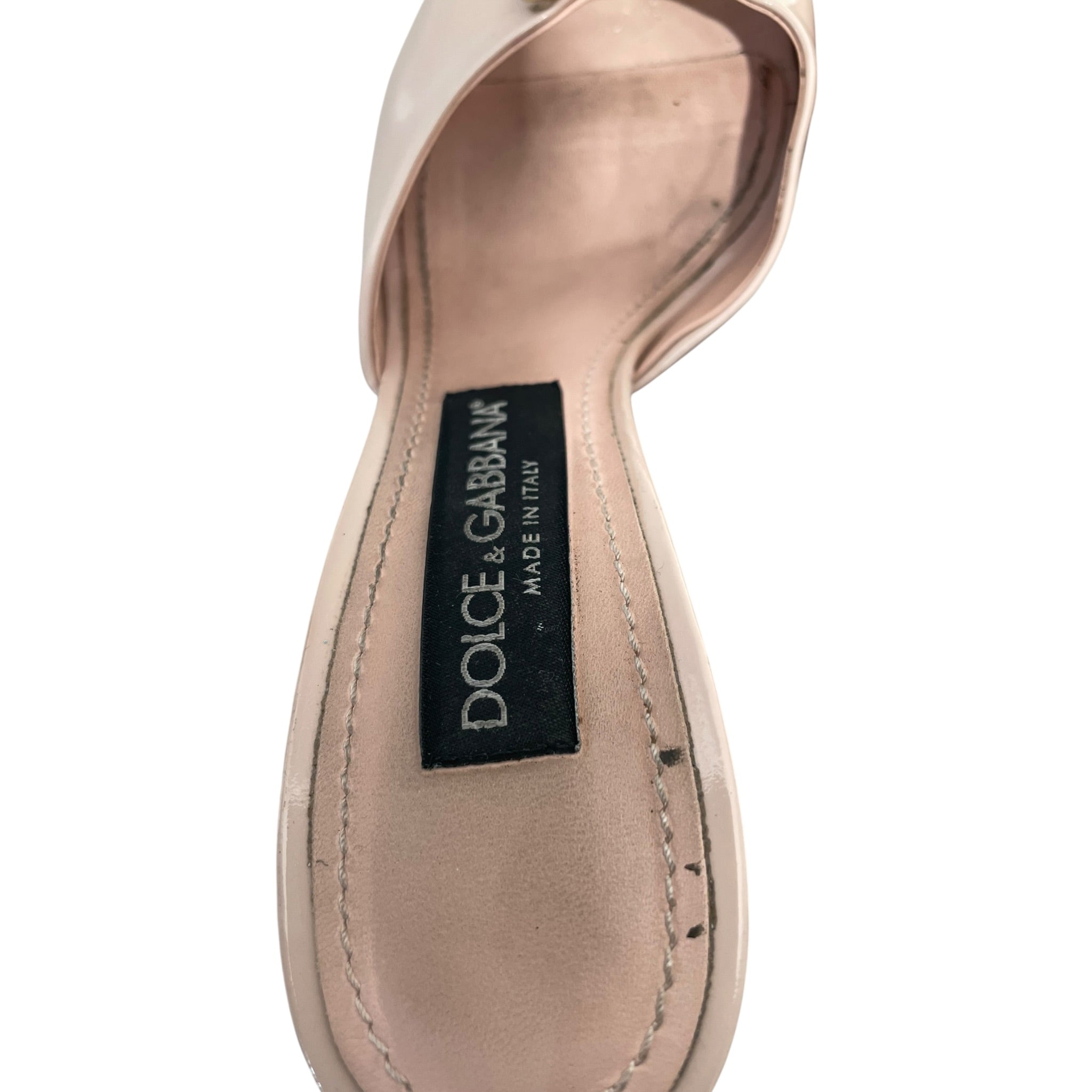 DOLCE&GABBANA/Heels/EU 37/Leather/PNK/PEEP TOE GOLD DG view 3