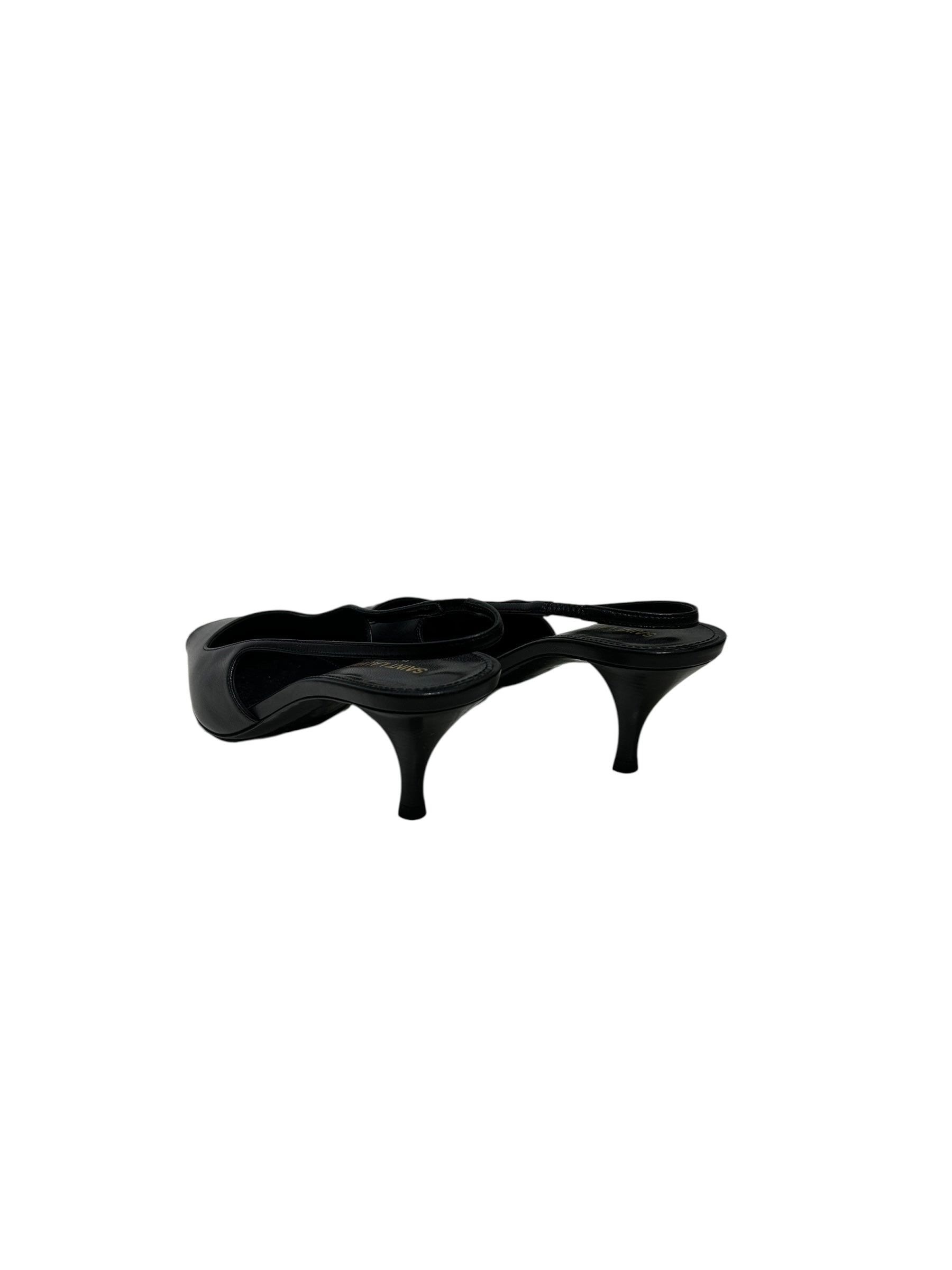 SAINT LAURENT/Heels/EU 36.5/Leather/BLK/POINTED LOW HEELS METAL TOE view 2
