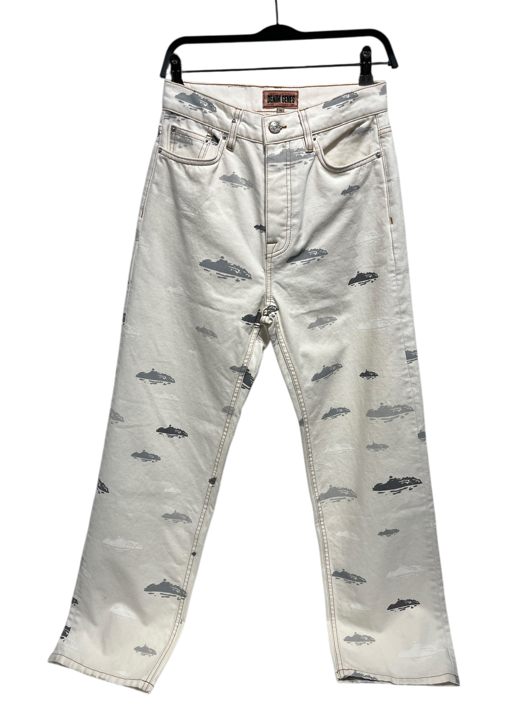 Corteiz/Straight Pants/XS/Cotton/WHT/BATTLESHIPS ALL OVER GRY WHT view 1