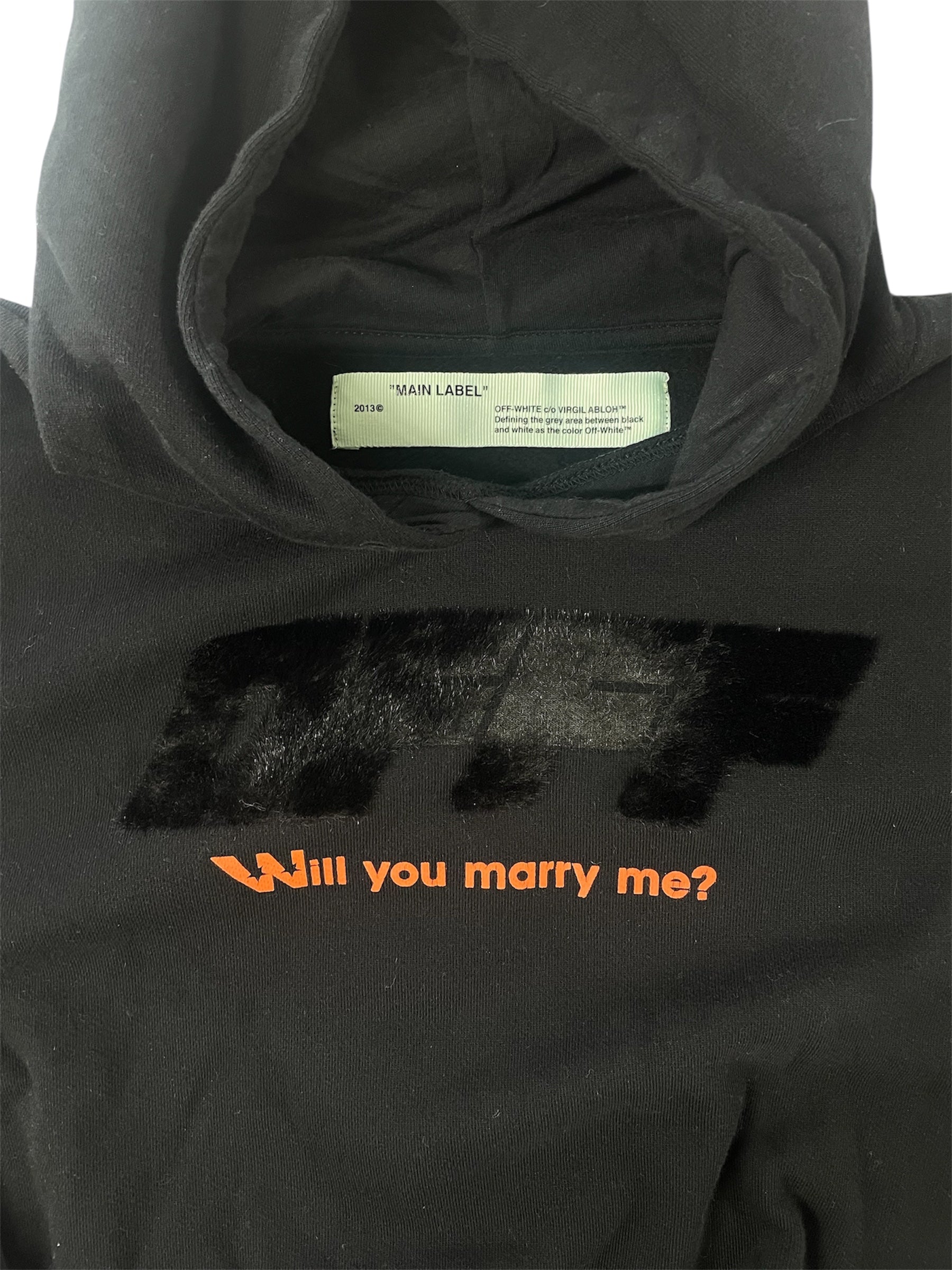 OFF-WHITE/Hoodie/XS/Cotton/BLK/OFF WILL YOU MARRY ME view 3