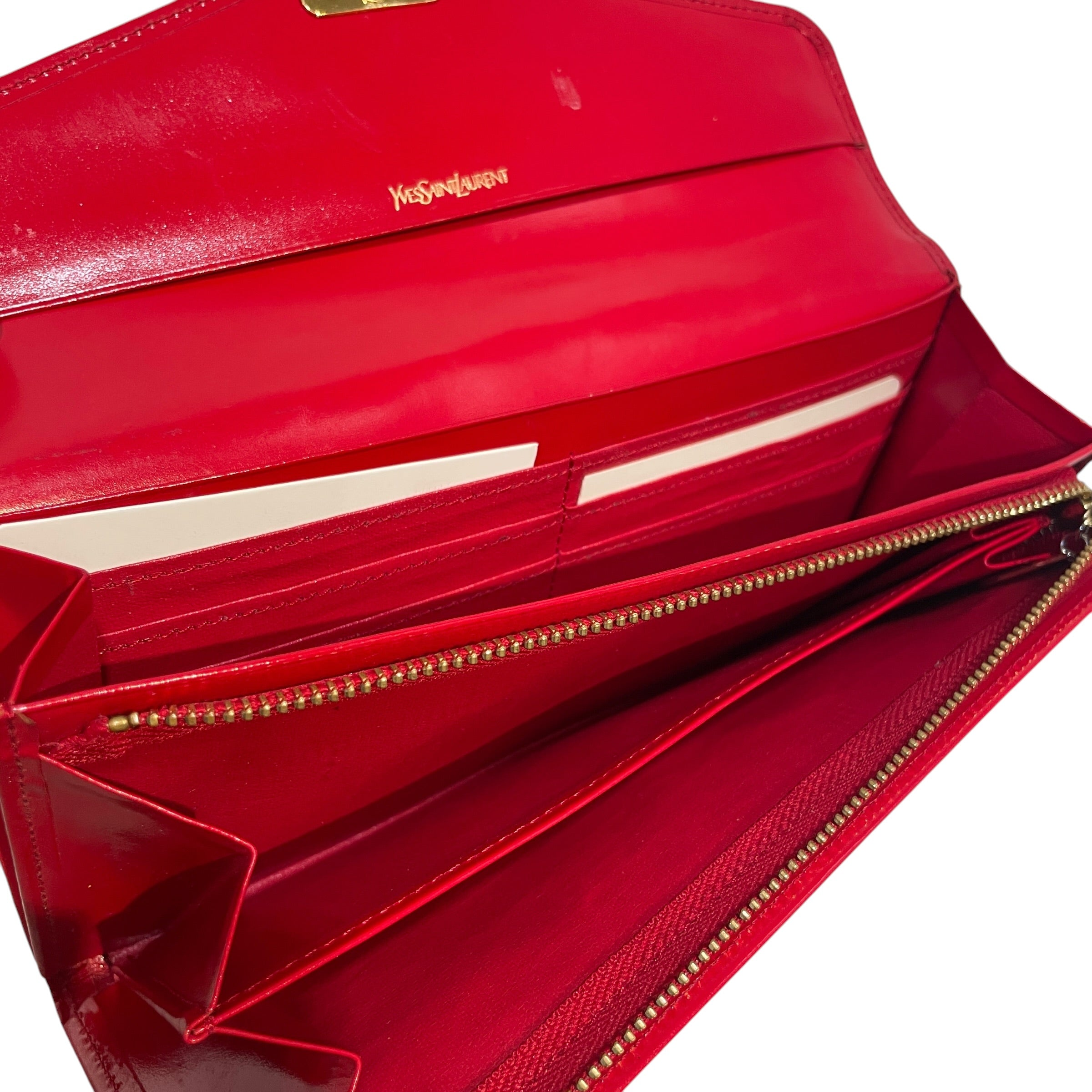 YVES SAINT LAURENT/Long Wallet/Leather/RED/L's/Heart Clasp Wallet view 5