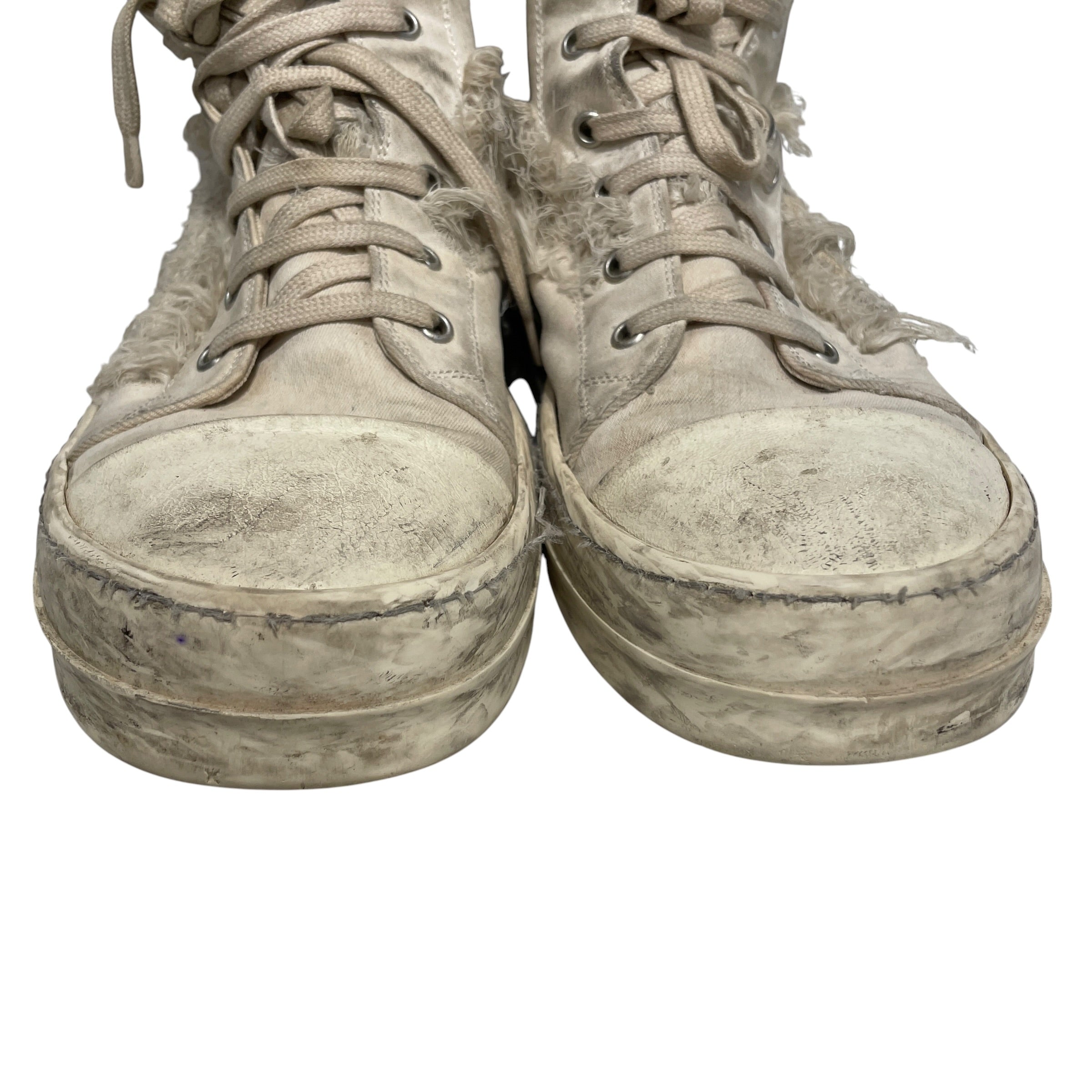 RICK OWENS DRKSHDW/Hi-Sneakers/EU 43/Cotton/CRM/white slashed denim view 3