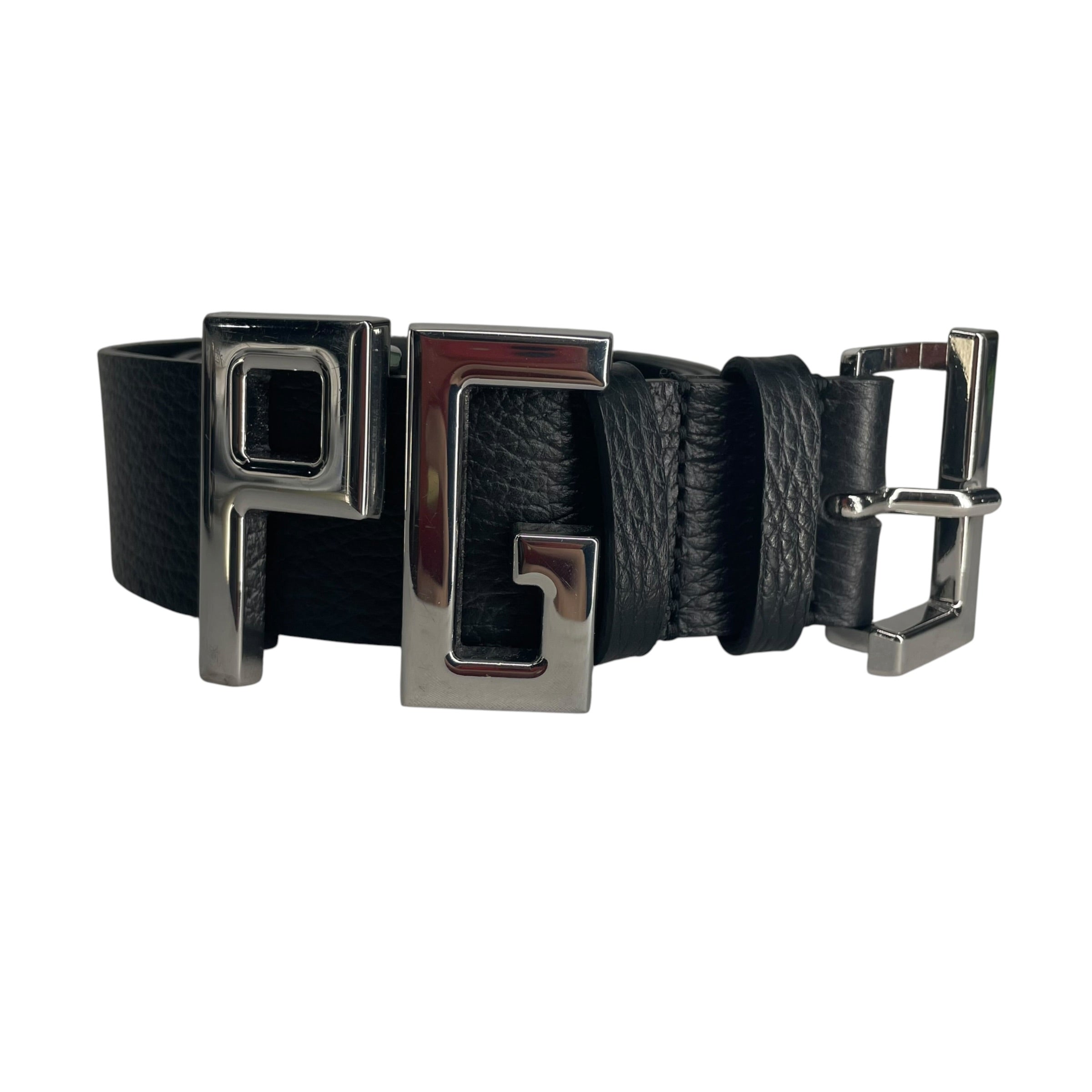 Jean Paul Gaultier/Belt/Leather/BLK/jpg silver buckle view 1