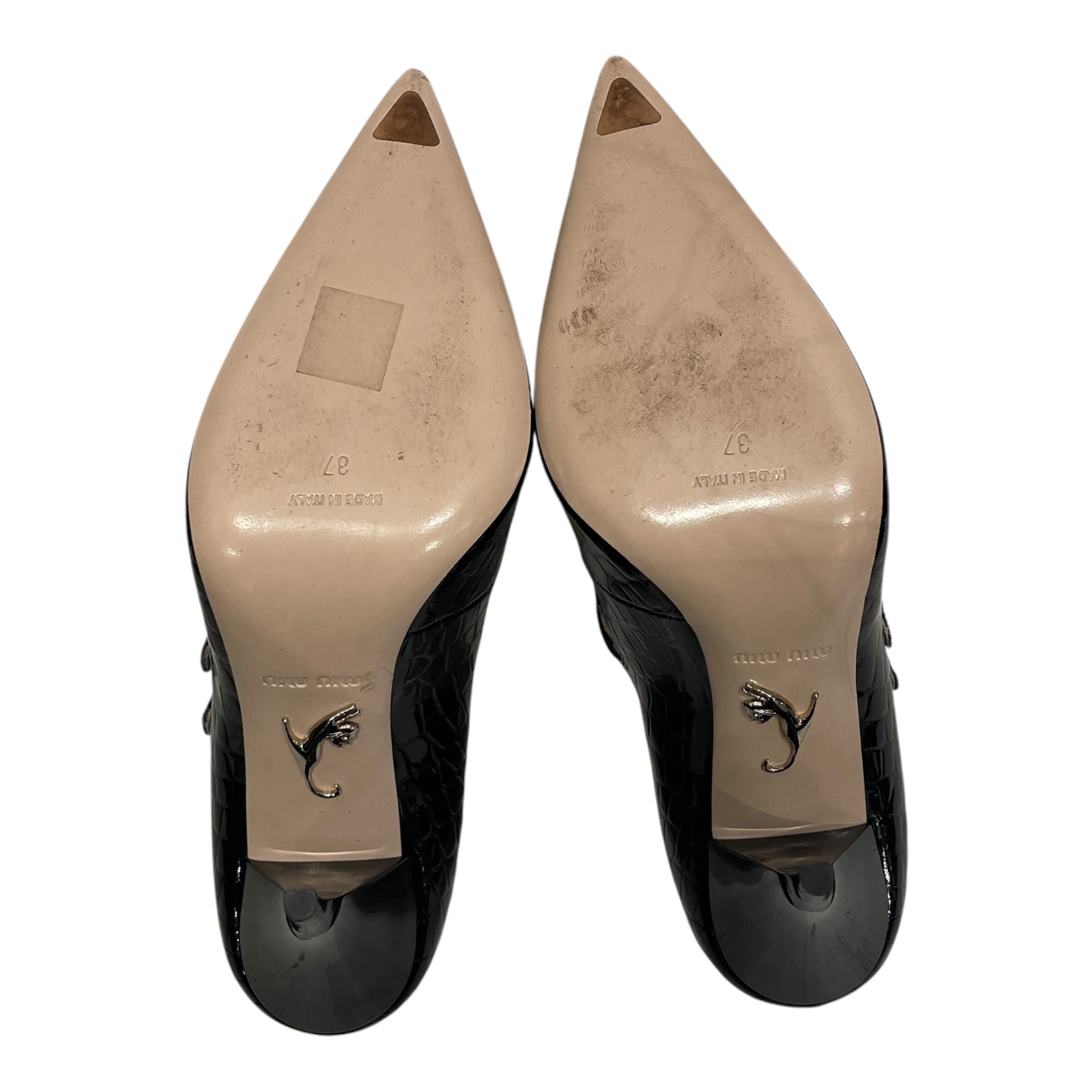 MIU MIU/Heels/EU 37/BLK/GATOR DOUBLE STRAP PUMPS view 5
