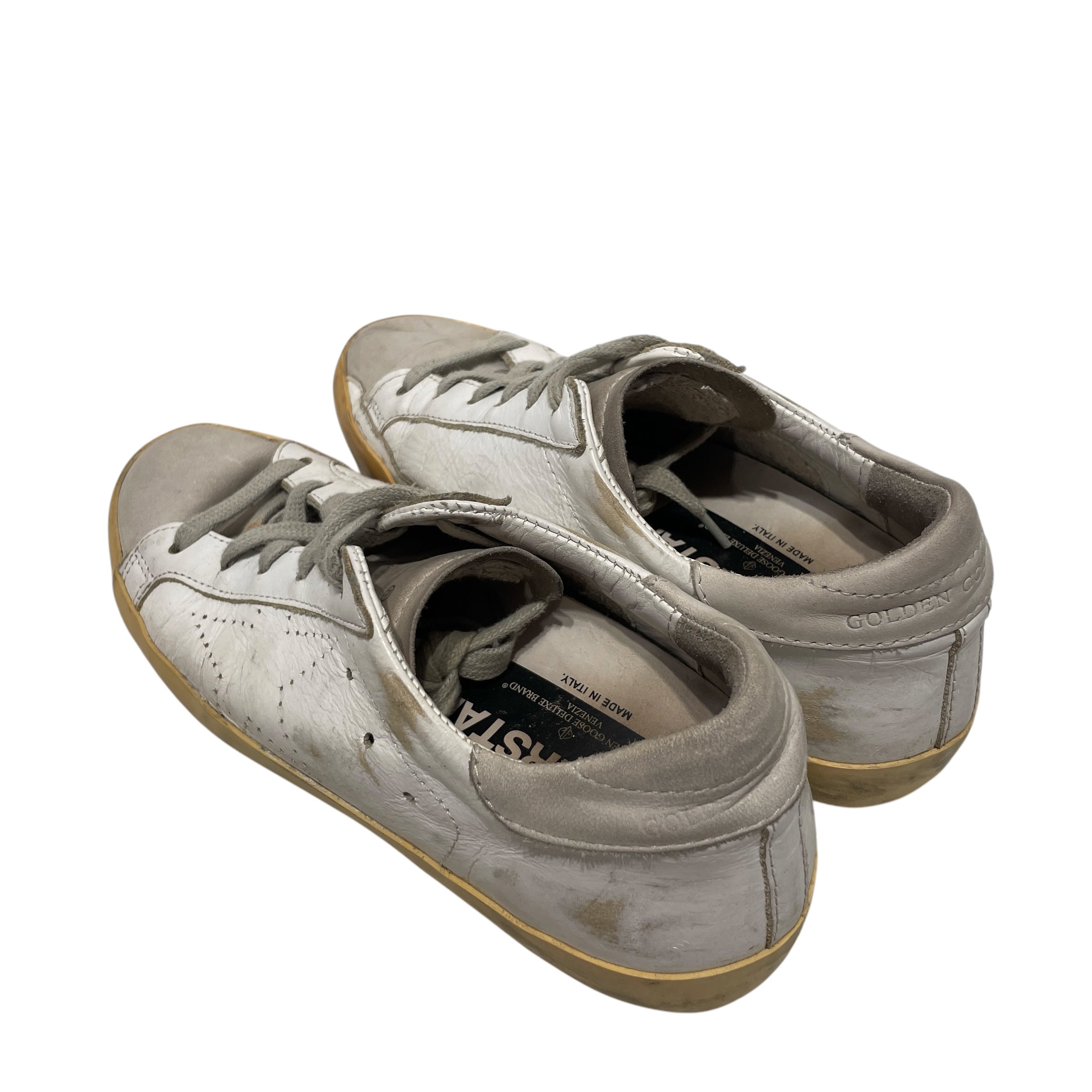 GOLDEN GOOSE/Low-Sneakers/US 7/Leather/WHT/Superstar Dotted Star Distress view 2