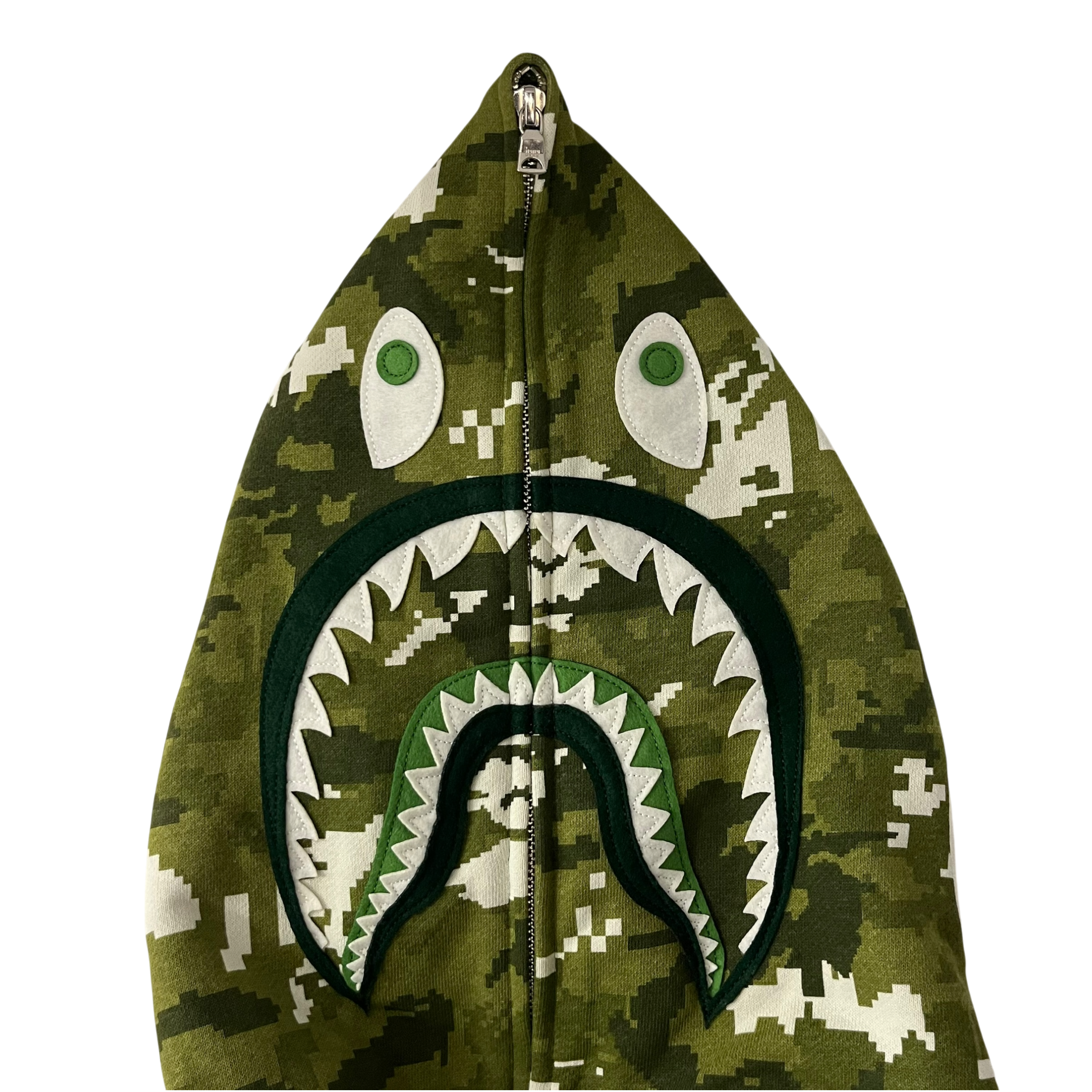 A BATHING APE/Zip Up Hoodie/XXL/Camouflage/Cotton/GRN/digi camo shark zip view 6