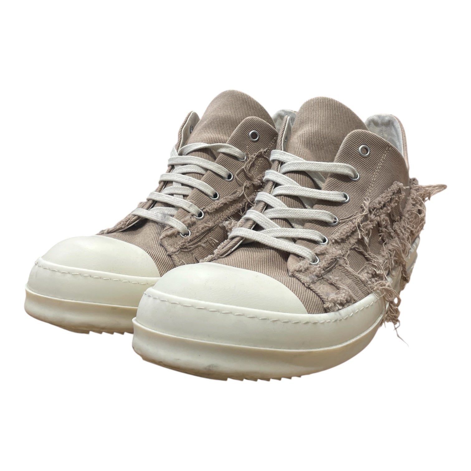 RICK OWENS DRKSHDW/Low-Sneakers/US 13/Cotton/BEG/LOOSE THREADS/WHITE LACES view 3