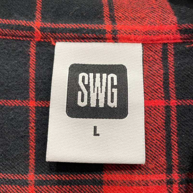 SWG BLACK PLATINUM/Flannel Shirt/L/Cotton/RED/PLAID FLANNEL