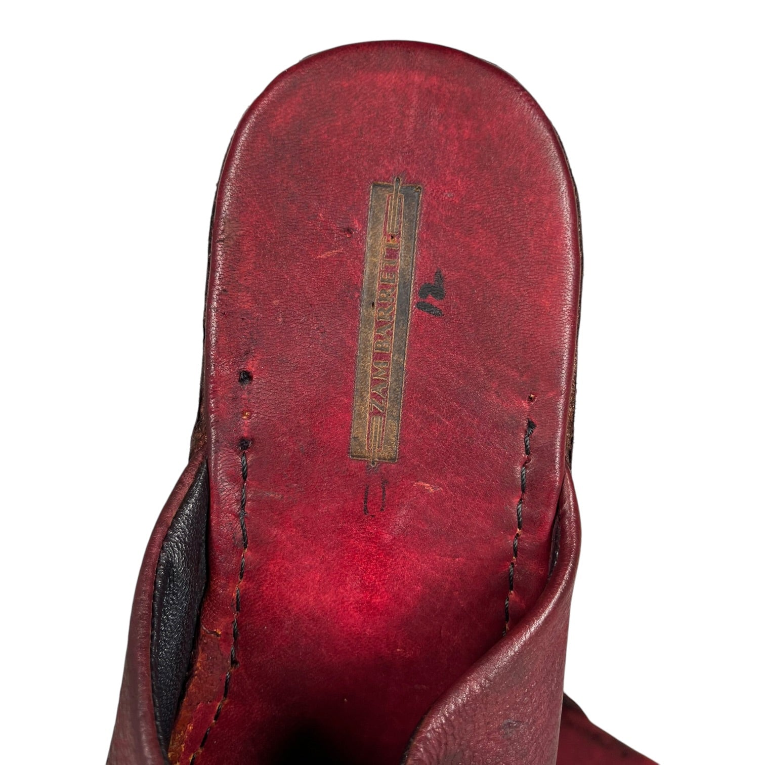ZAMBARRETT/Loafers/US 12/Leather/RED/WRINKED LEATHER MULES view 3