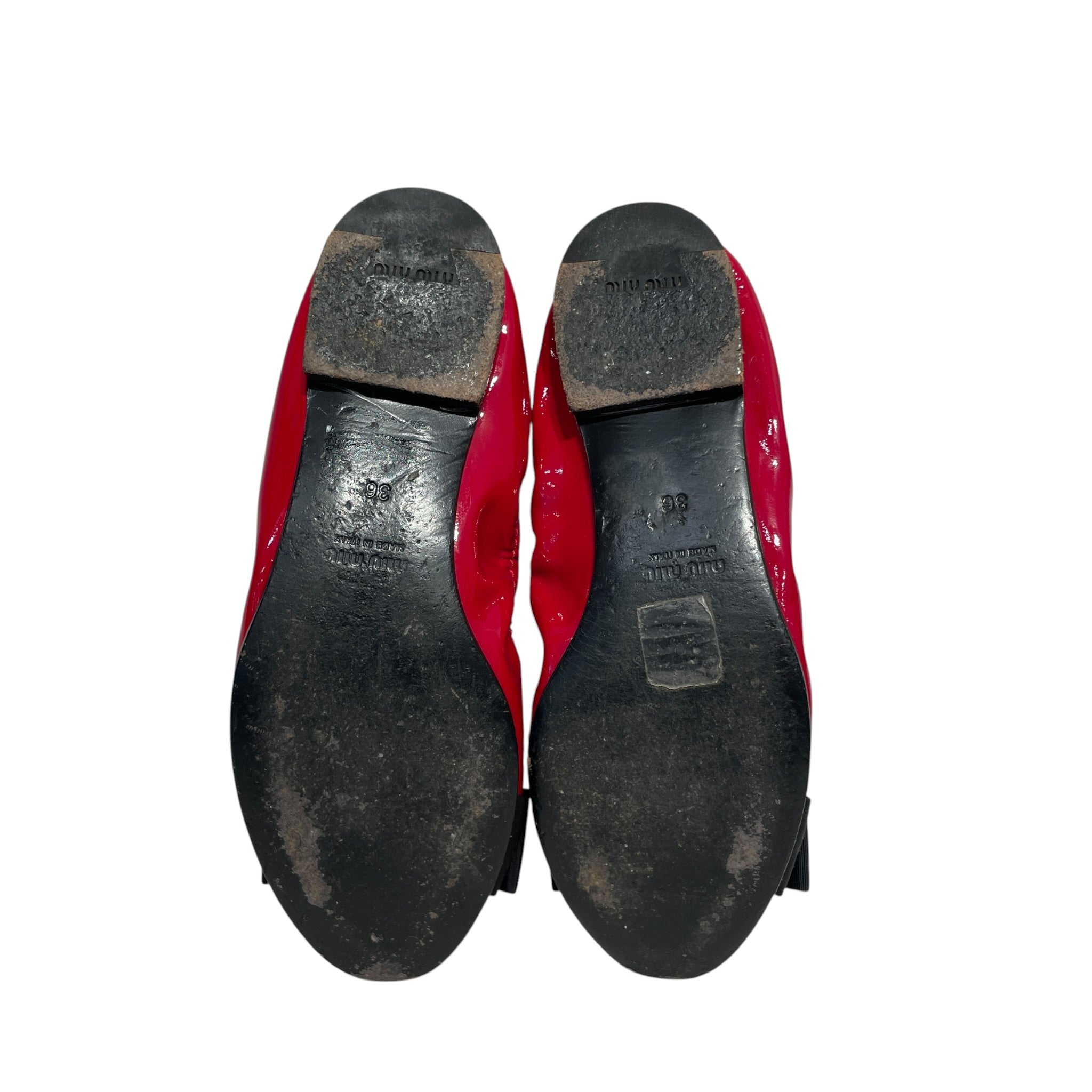 MIU MIU/Flat Shoes/EU 36/Leather/RED/bow flats view 4