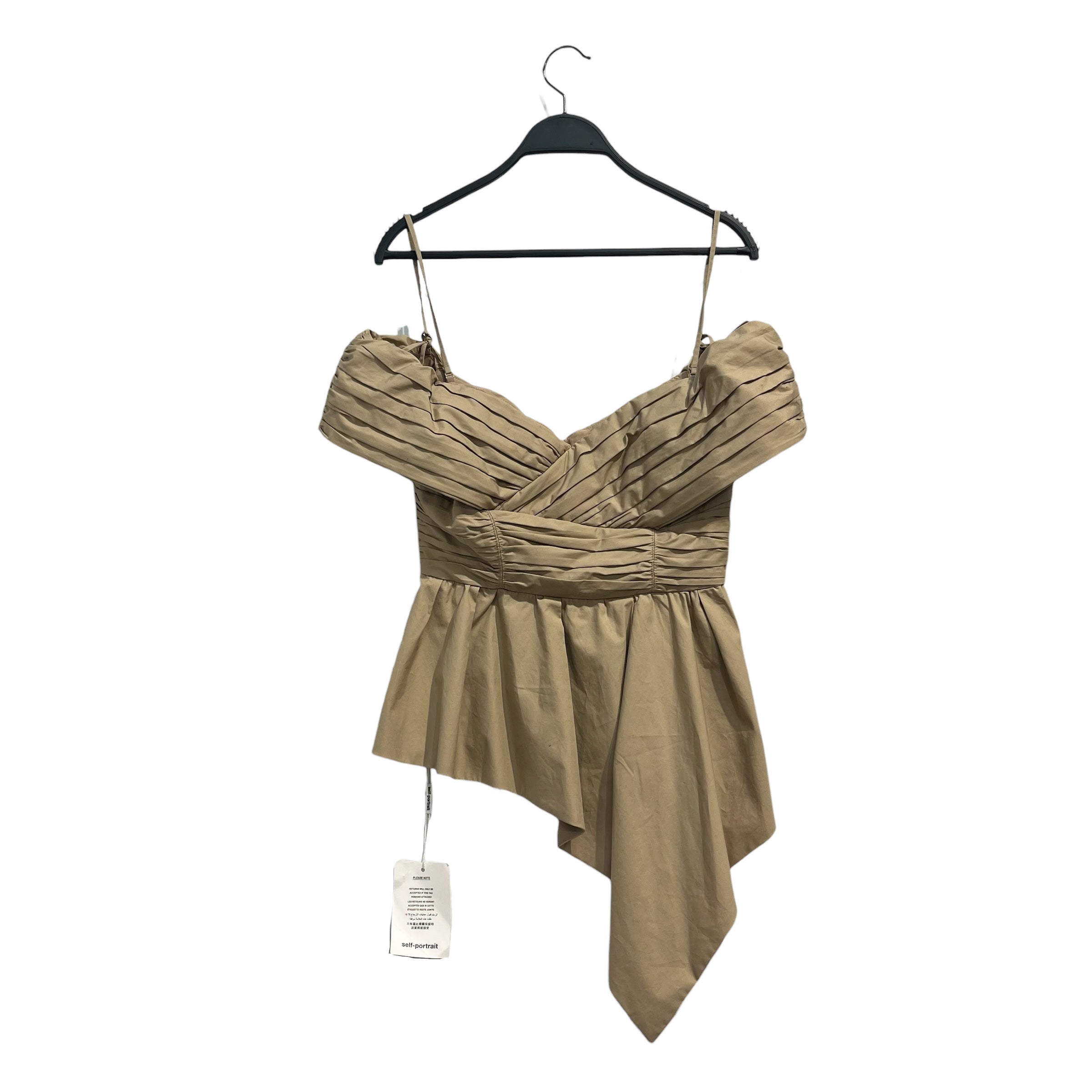 self-portrait/Blouse/4/Cotton/BEG/PLEATED OFF SHOULDER view 1