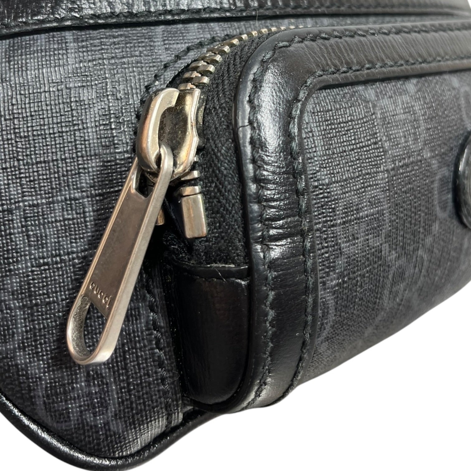 GUCCI/Fanny Pack/Monogram/Leather/BLK/Waist Bag view 5