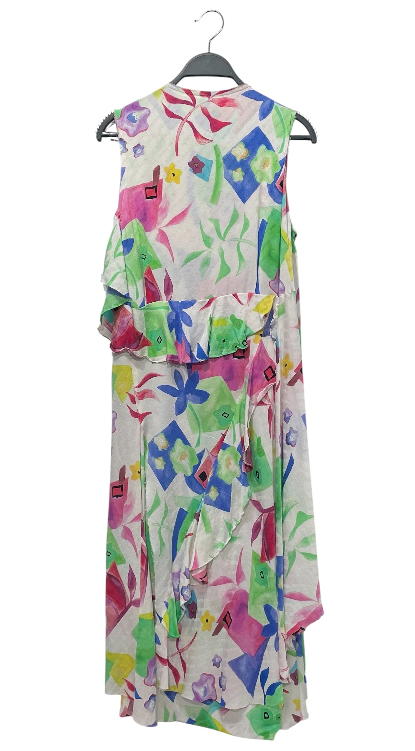 BALENCIAGA/SL Dress/36/Floral Pattern/Silk/MLT/2018 WATERCOLOR FRAYED EDGES view 2