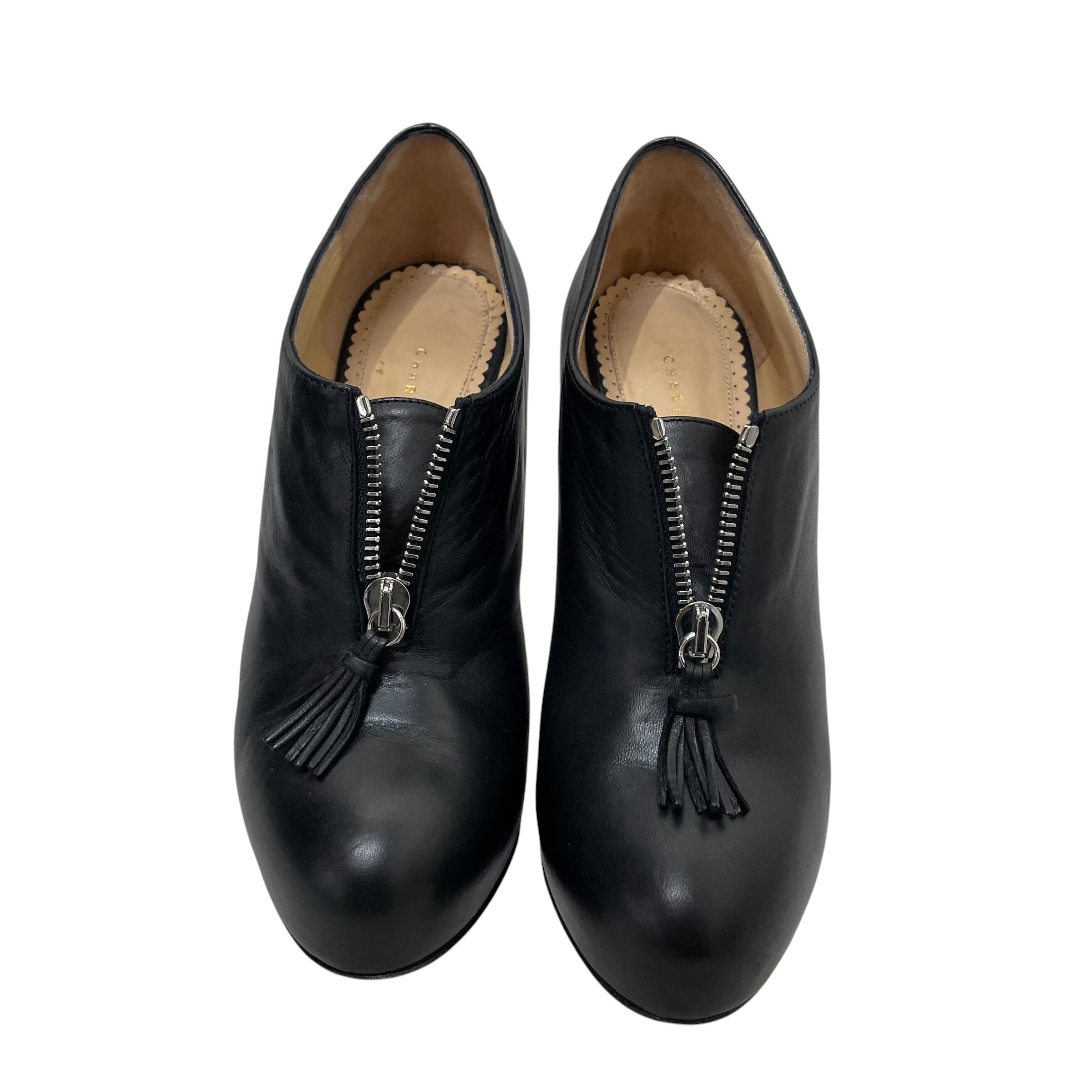 Charlotte Olympia/Heels/EU 37.5/Leather/BLK/alice unzipped view 1