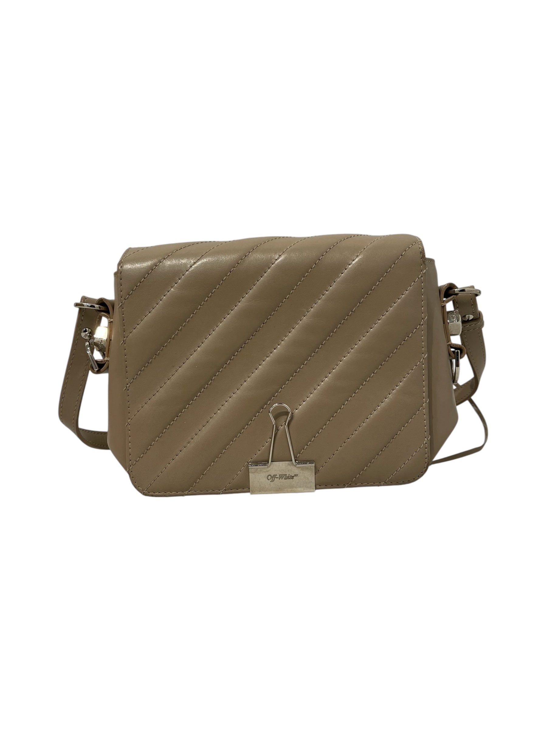 OFF-WHITE/Cross Body Bag/Stripe/Leather/GRY/stone grey clip bag w bolts view 1