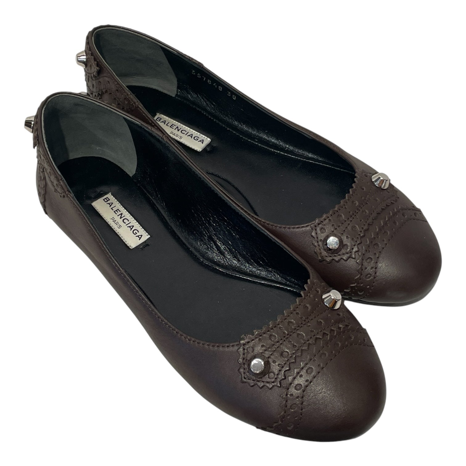 BALENCIAGA/Flat Shoes/EU 38/Leather/BRW/city ballet flat view 1