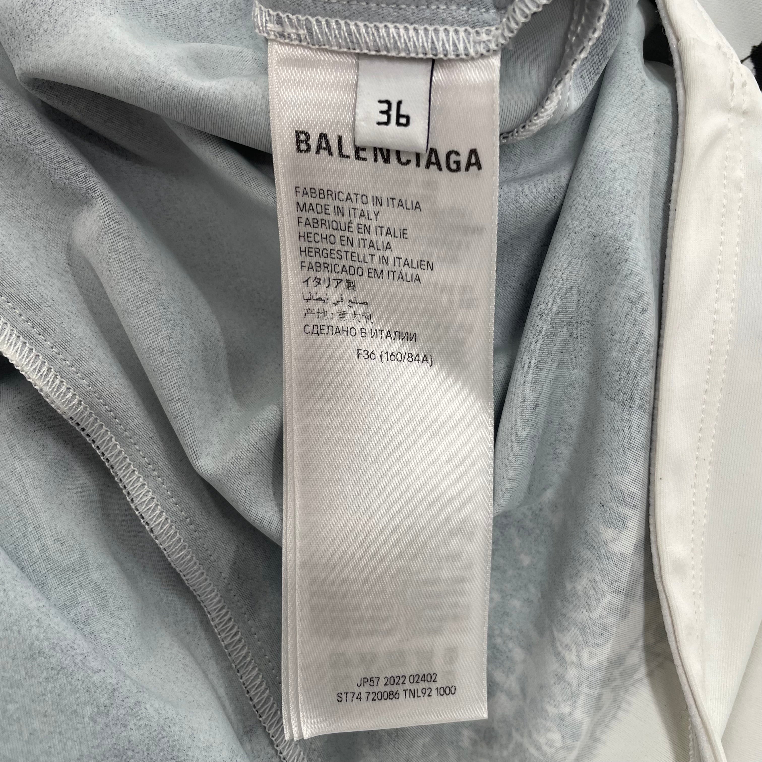 BALENCIAGA/LS T-Shirt/36/Polyester/WHT/SPANDEX BLK LINGERE PRINT view 4
