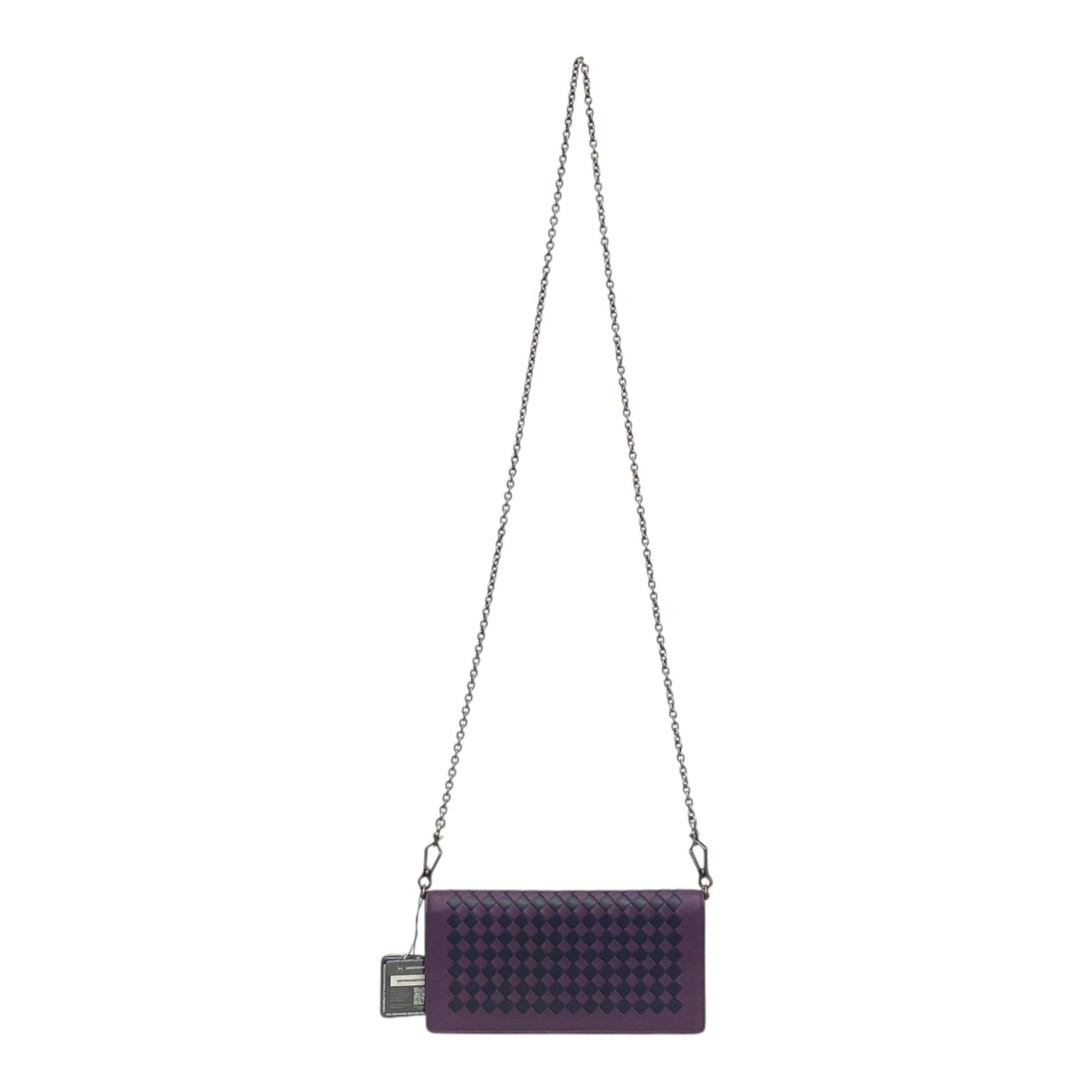 BOTTEGA VENETA/Cross Body Bag/Leather/PPL/PPL INDIGO WOVEN W CHAIN view 1
