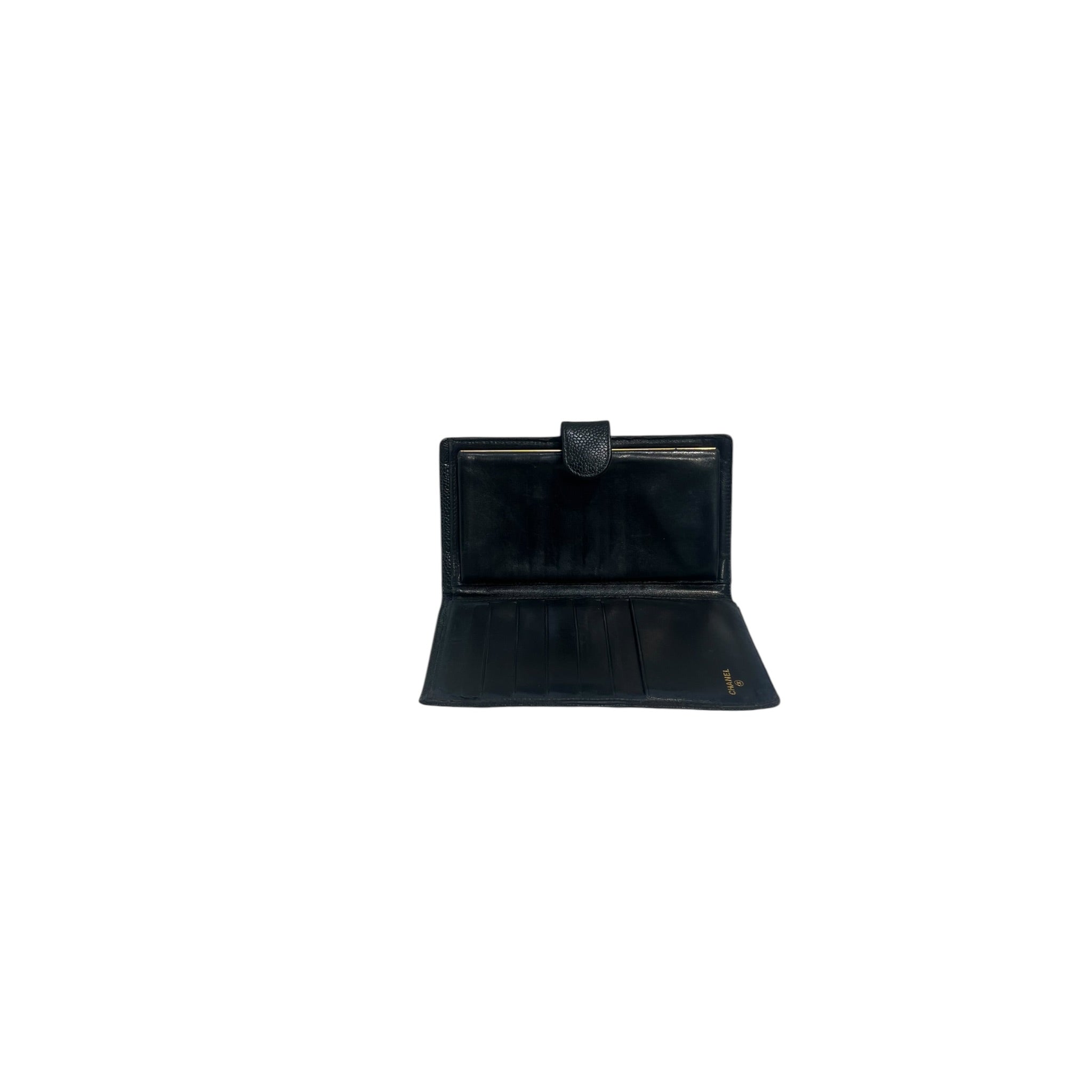 CHANEL/Long Wallet/Leather/BLK/Caviar view 4