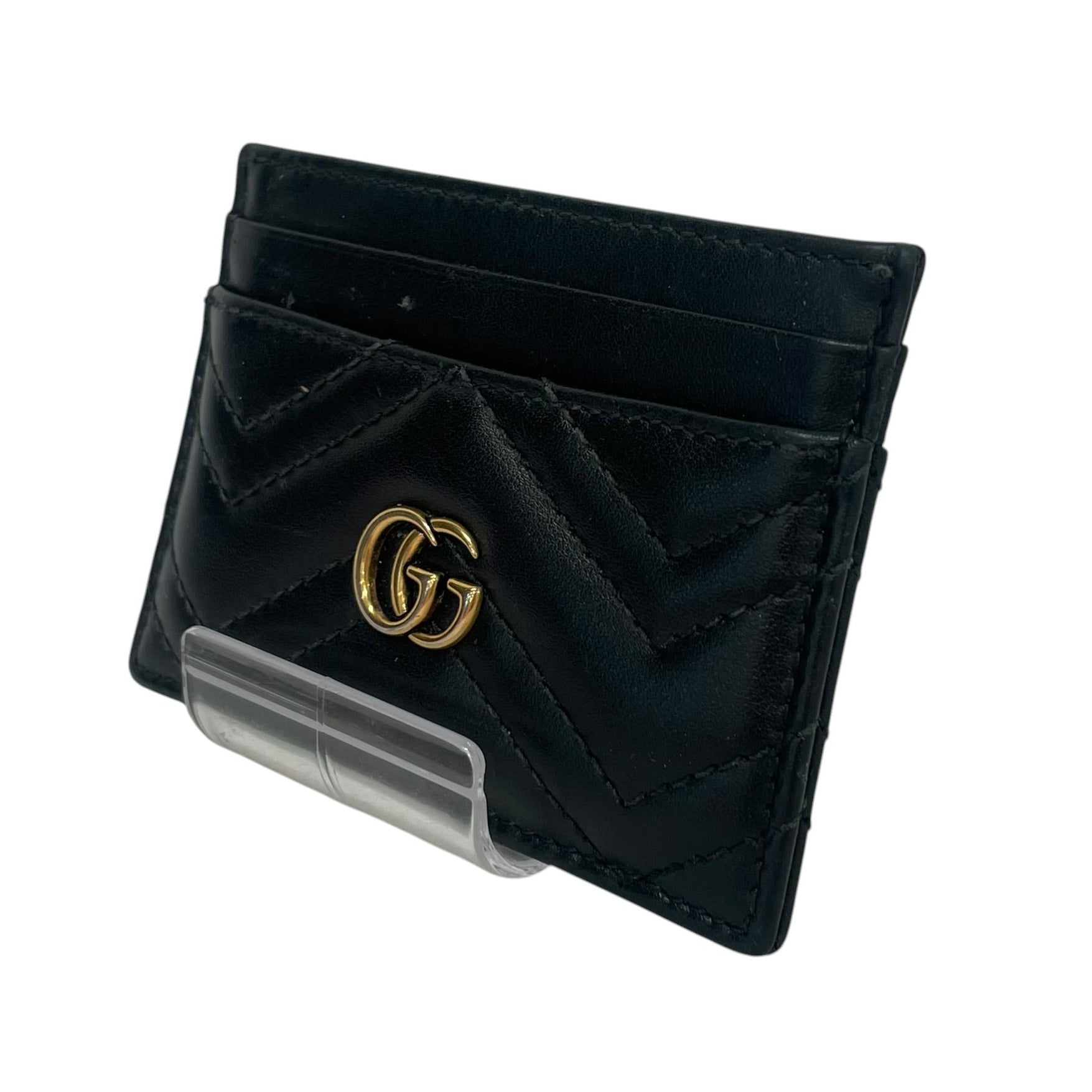 GUCCI/Wallet/Stripe/Leather/BLK/GG Marmont Card Case view 1