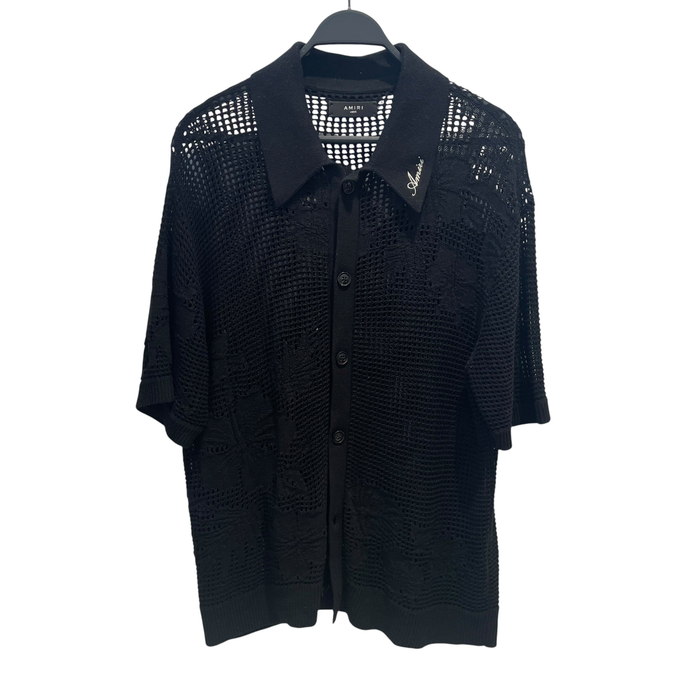 AMIRI/T-Shirt/L/Cotton/BLK/Fishnet Top view 1