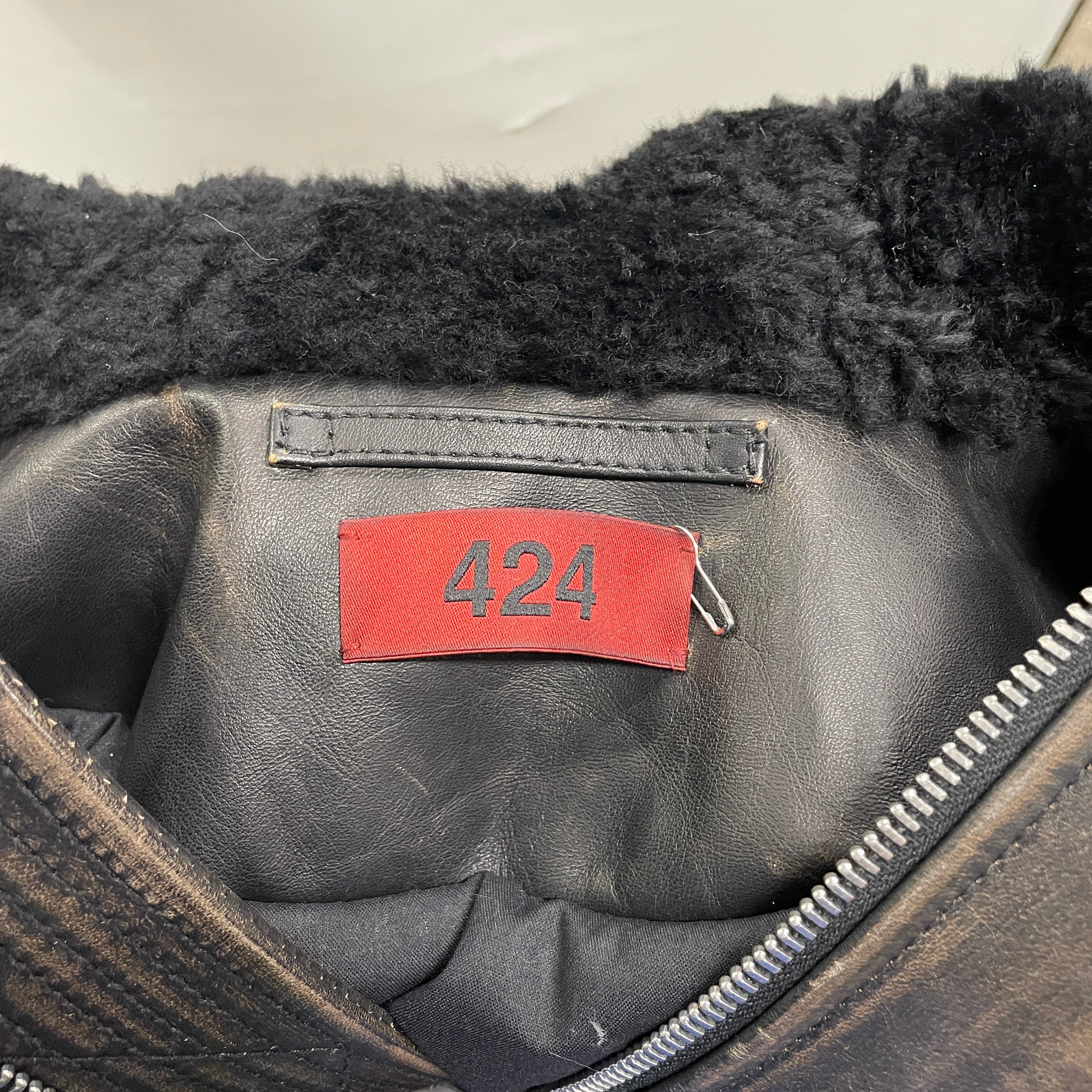 424(FourTwoFour)/Leather Jkt/50/Leather/BRW/Animal Pattern/RARE LEAOPARD HOODED view 3