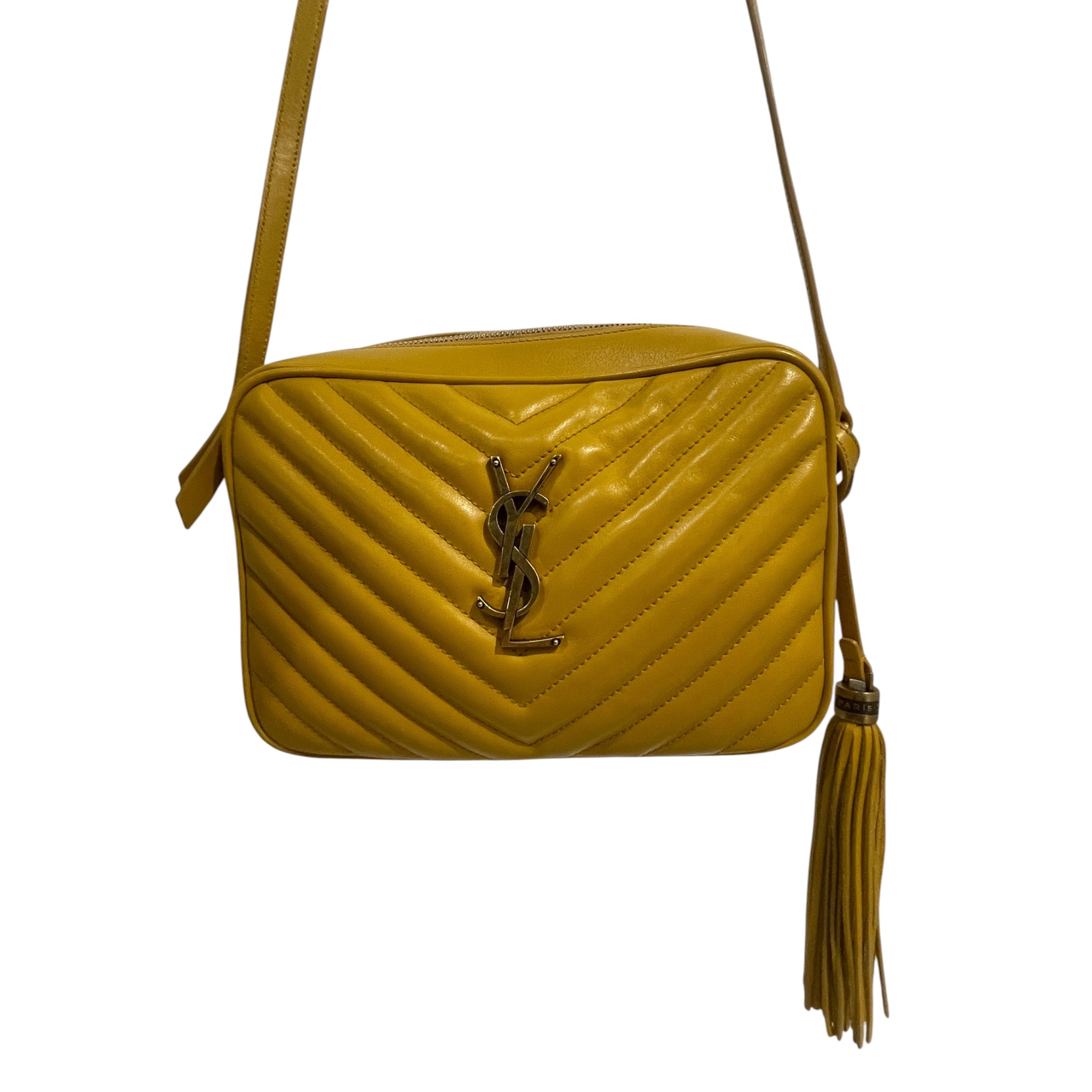 YVES SAINT LAURENT/Cross Body Bag/Leather/YEL/GLD Hardware Mini view 3