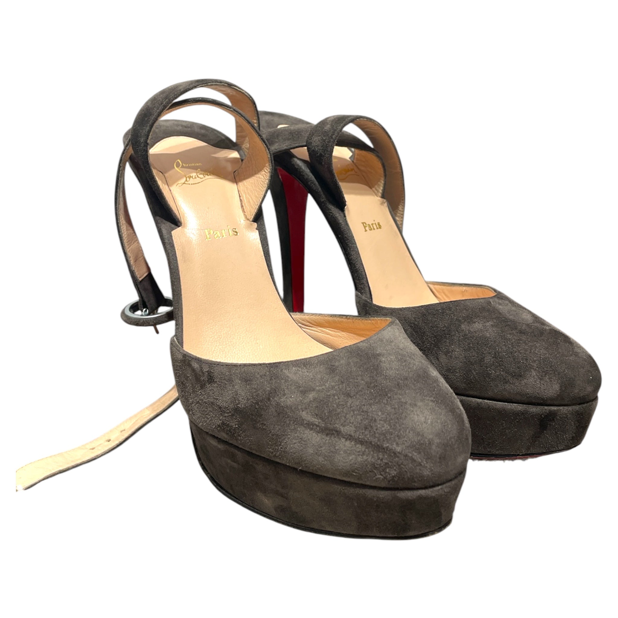 Christian Louboutin/Heels/US 7.5/Suede/GRY/Dark Brown suede view 1