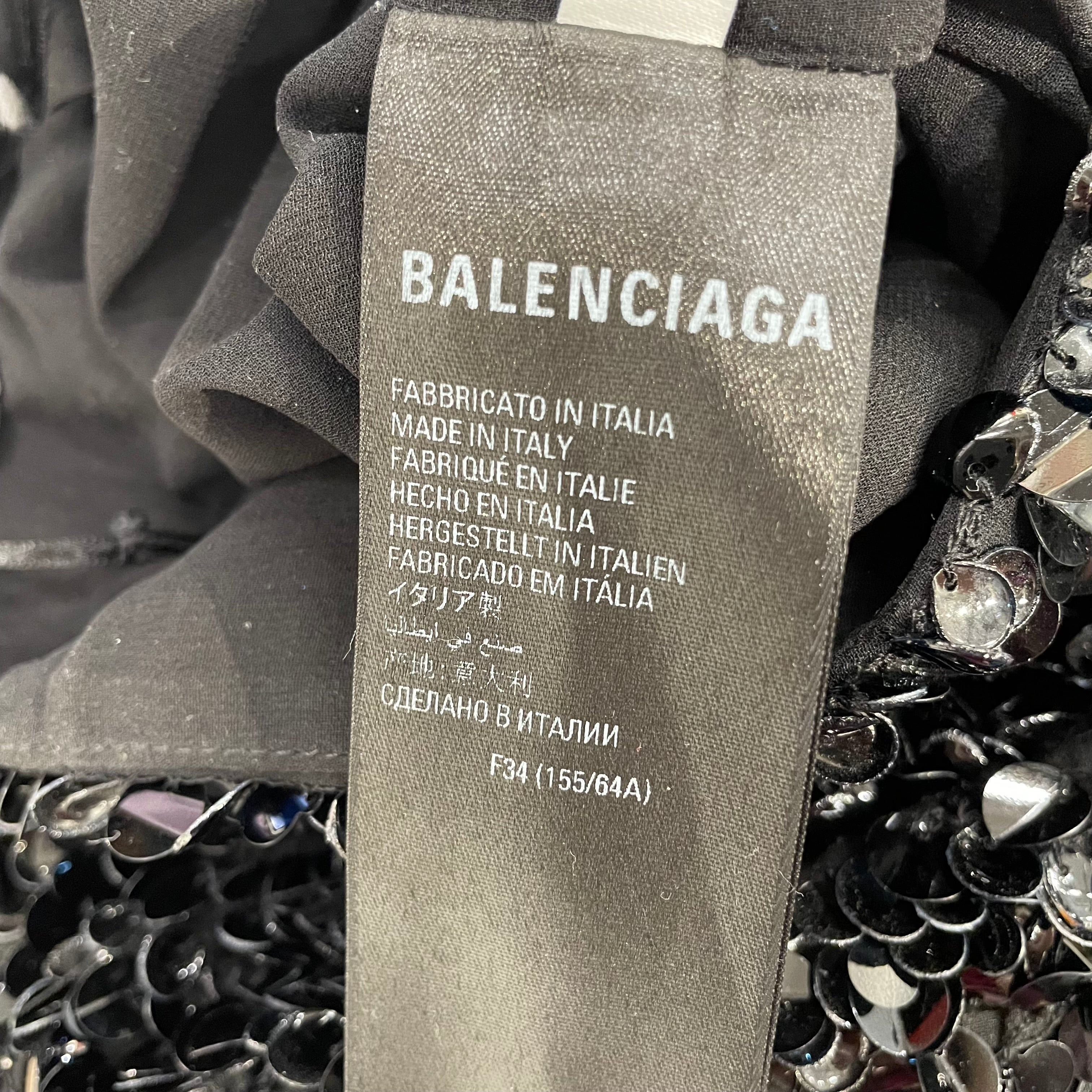 BALENCIAGA/Bottoms/34/Polyester/BLK/destroyed sequin pants view 4