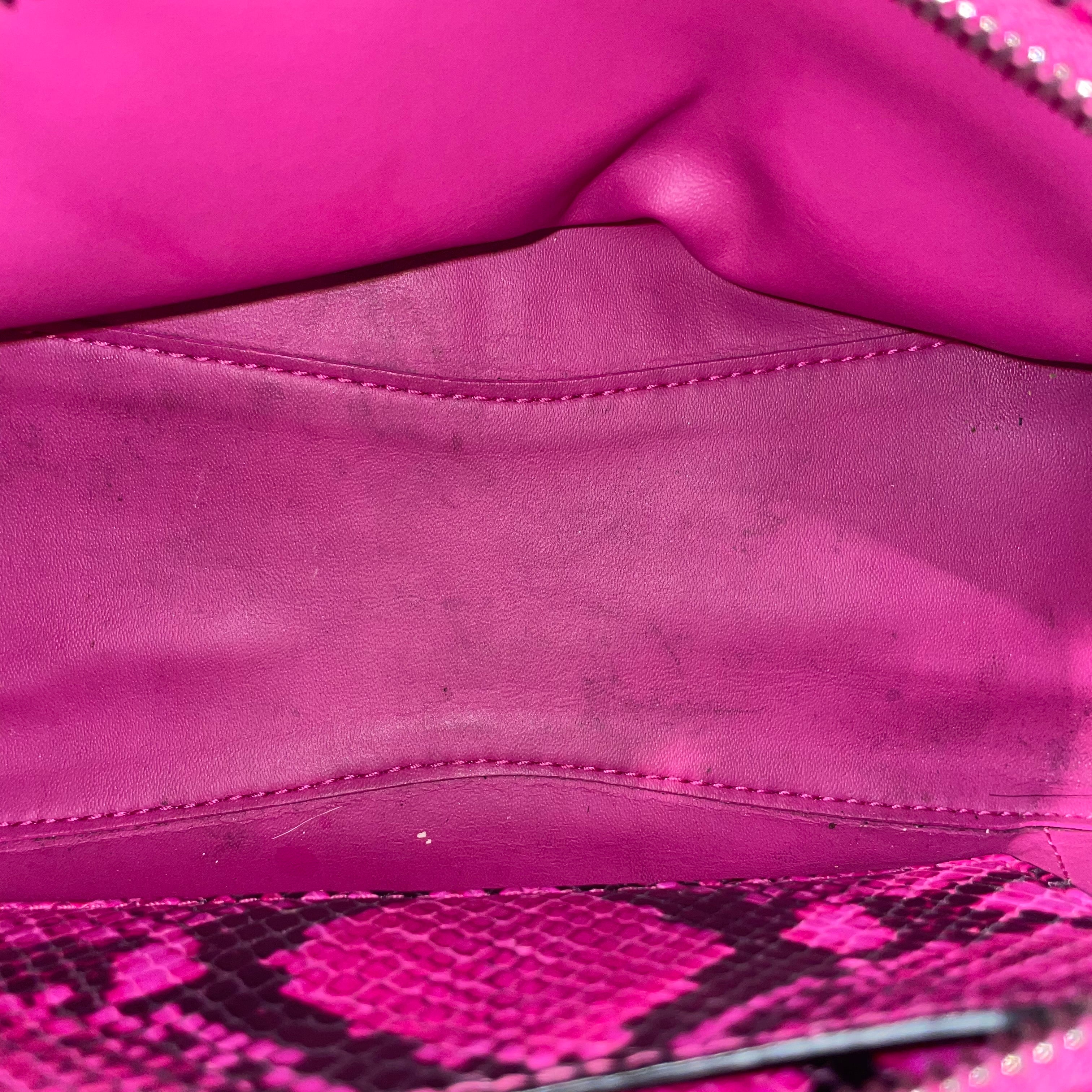 BALENCIAGA/Cross Body Bag/Animal Pattern/Leather/PNK/Black+Pink Snakeskin view 4