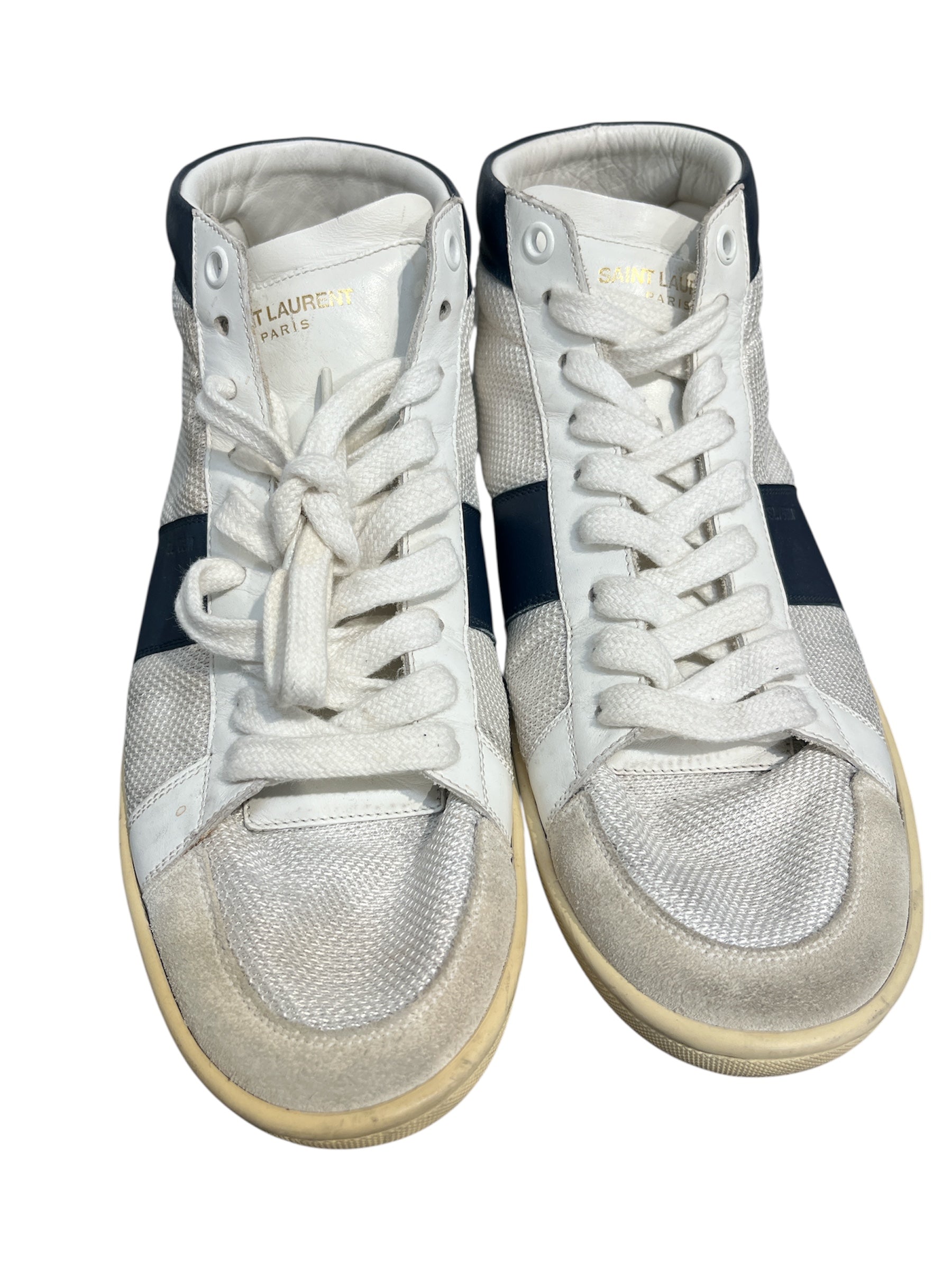 SAINT LAURENT/Hi-Sneakers/EU 41/Nylon/WHT/MESH BLUE LEATHER view 2