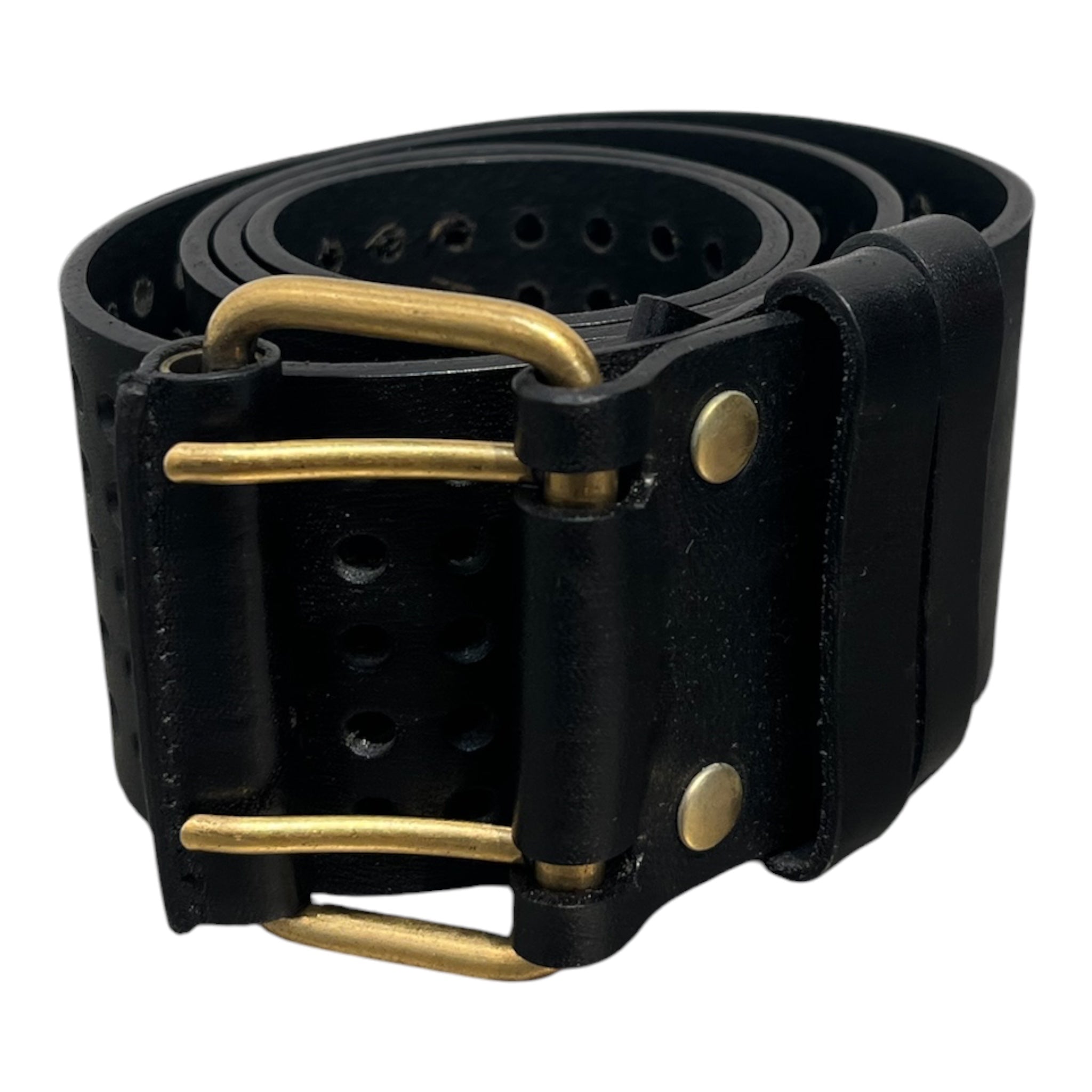 YVES SAINT LAURENT/Belt/Border/Leather/BLK/L's/PERFORATED LEATHER BELT view 1