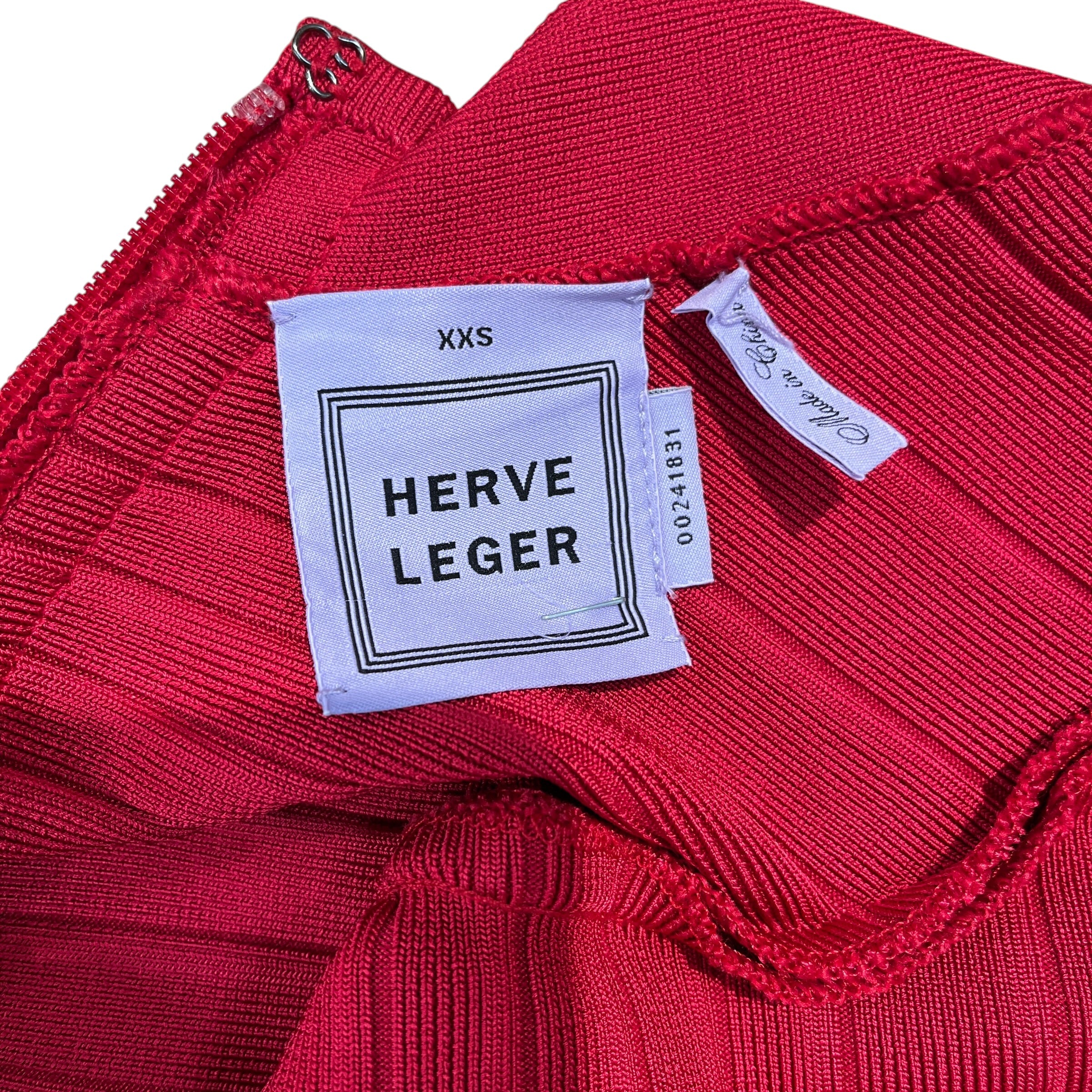Herve Leger/Dress/XXS/Polyester/RED/Midi Length/bandage dress view 3