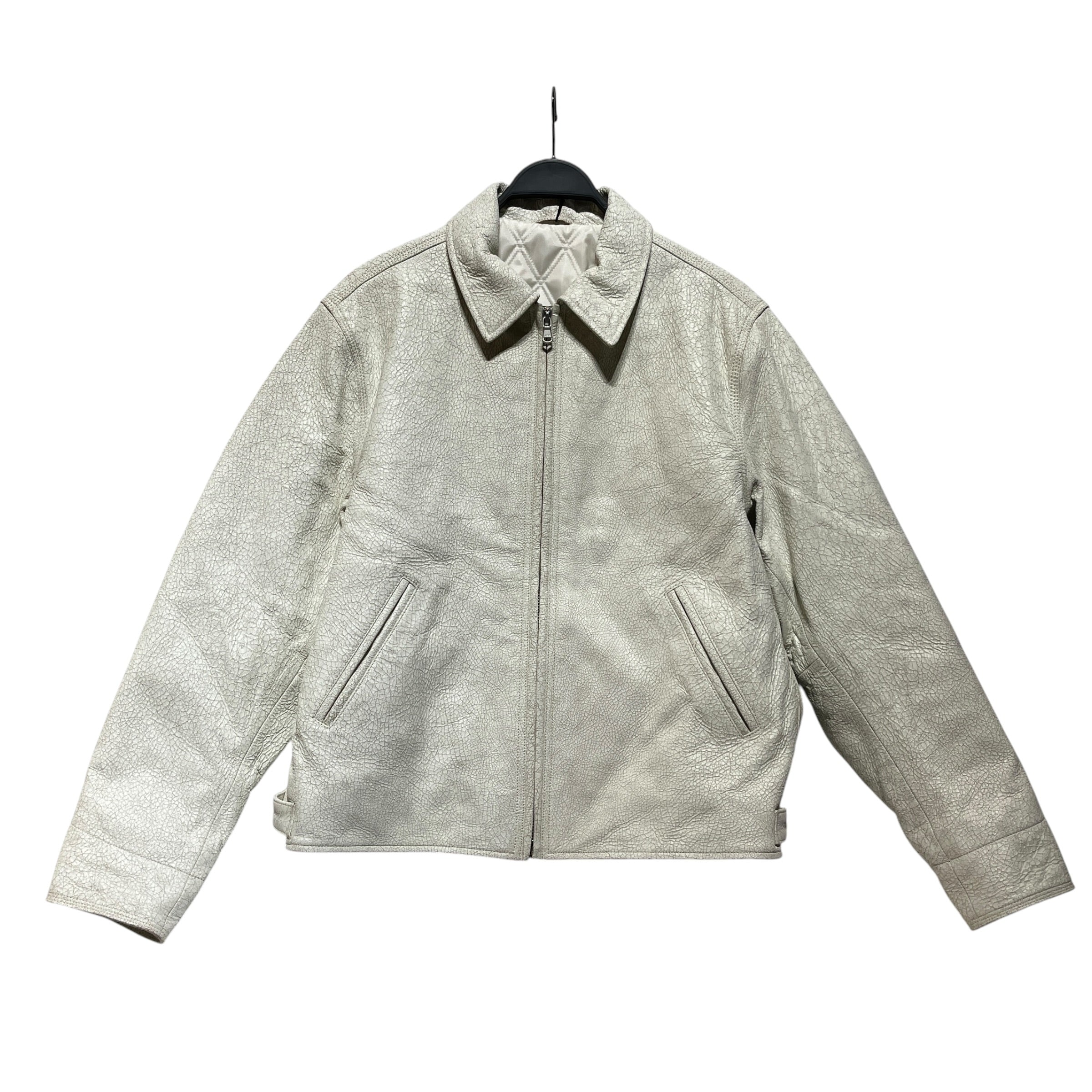 STUSSY/Leather Jkt/L/Leather/WHT/cracked garage jacket view 1