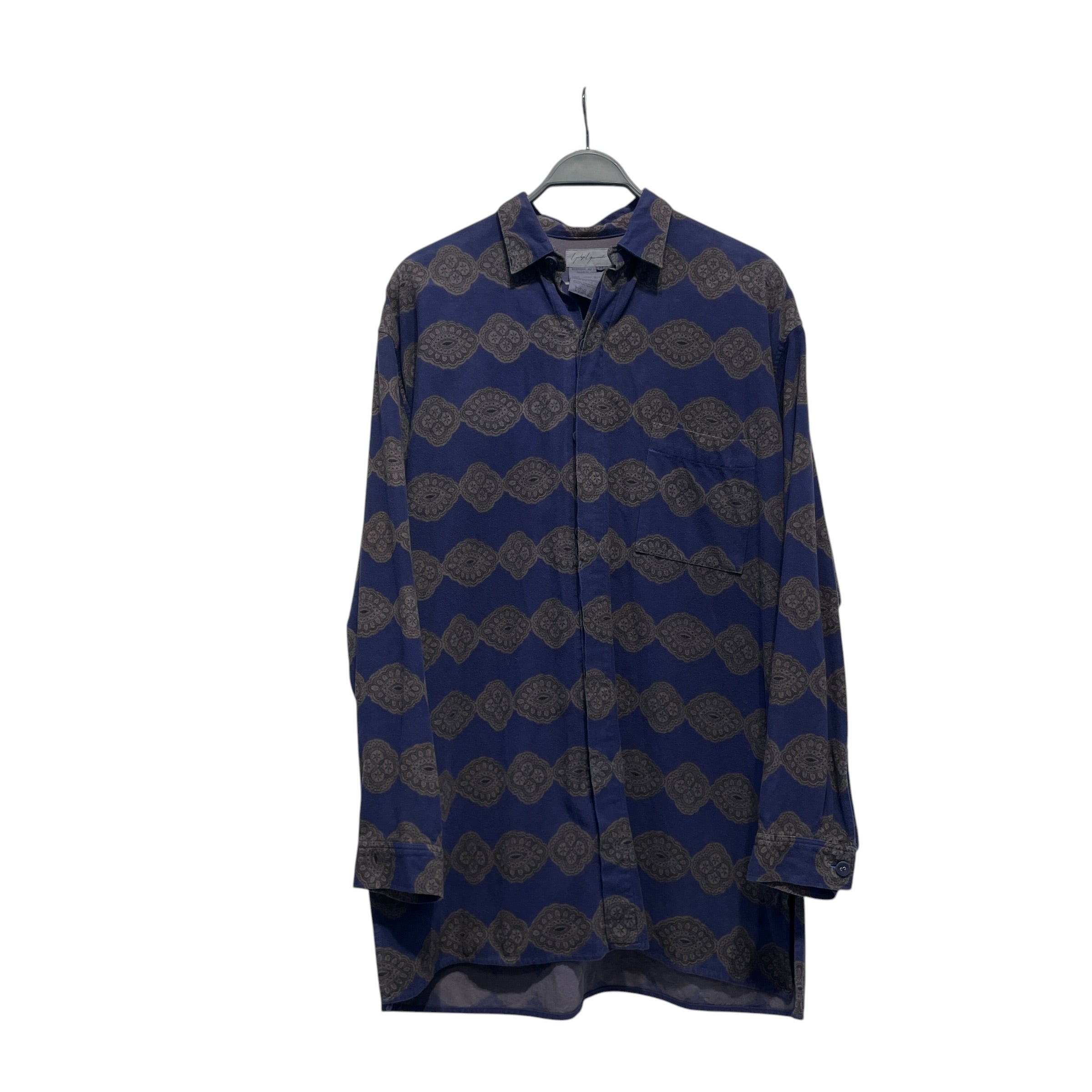 YOHJI YAMAMOTO/LS Shirt/M/All Over Print/Cotton/NVY/PAISLEY PRINT BUTTON UP view 1