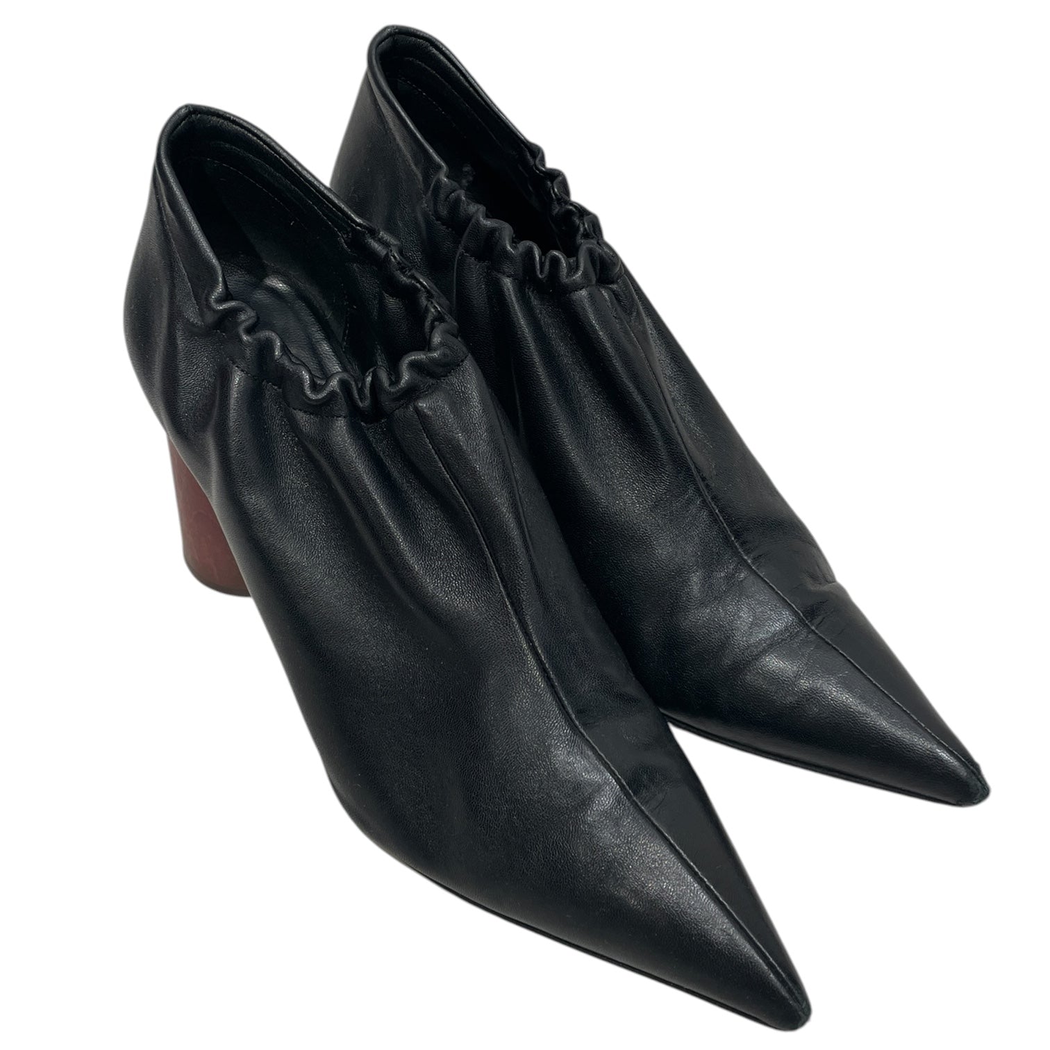 Helmut Lang/Heels/EU 38.5/Leather/BLK/POINT TOE WOOD ROUND HEEL view 1