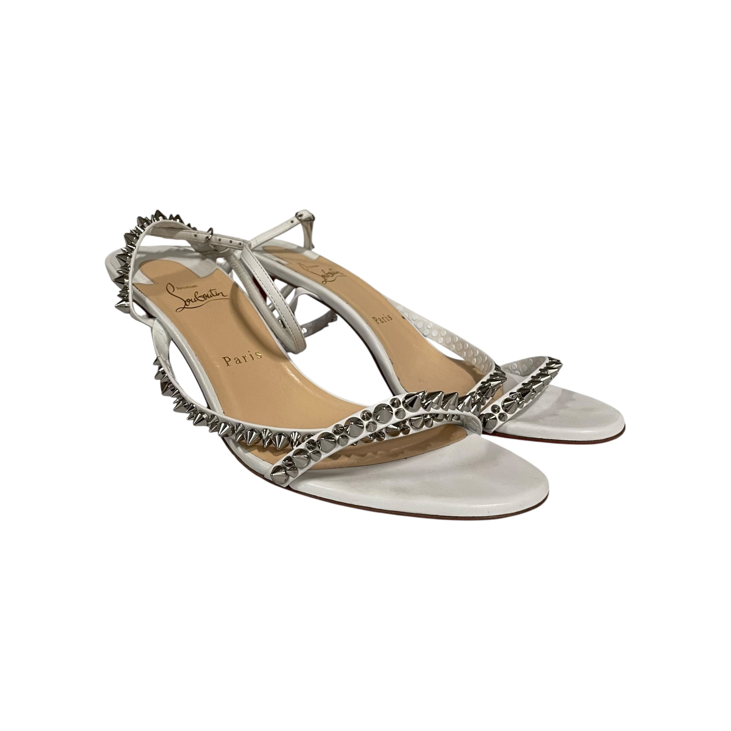Christian Louboutin/Heels/EU 42/Leather/WHT/spike straps view 1