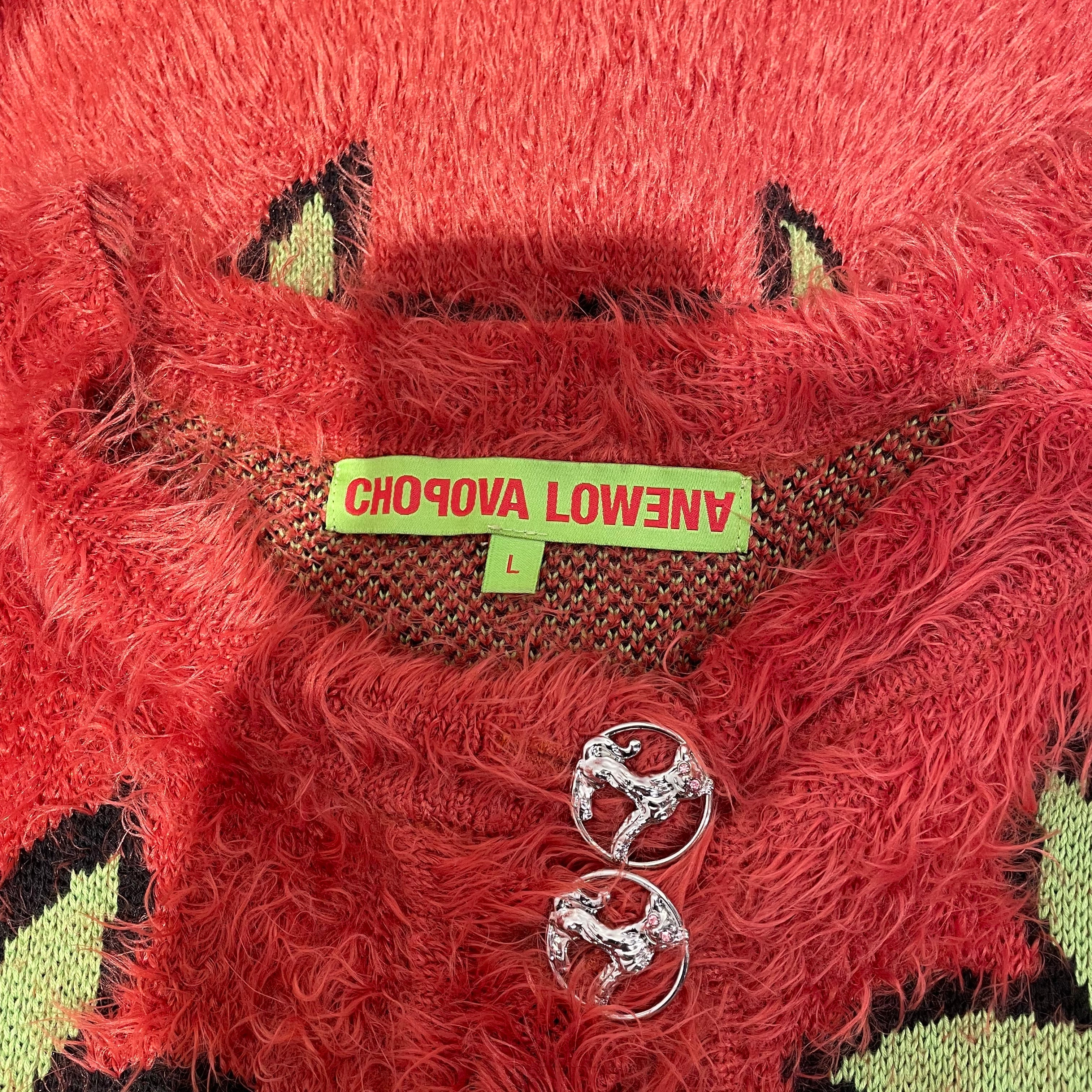 CHOPOVA LOWENA/Cardigan/L/Floral Pattern/Acrylic/ORN/Flore Floral-Intarsia Knit view 3