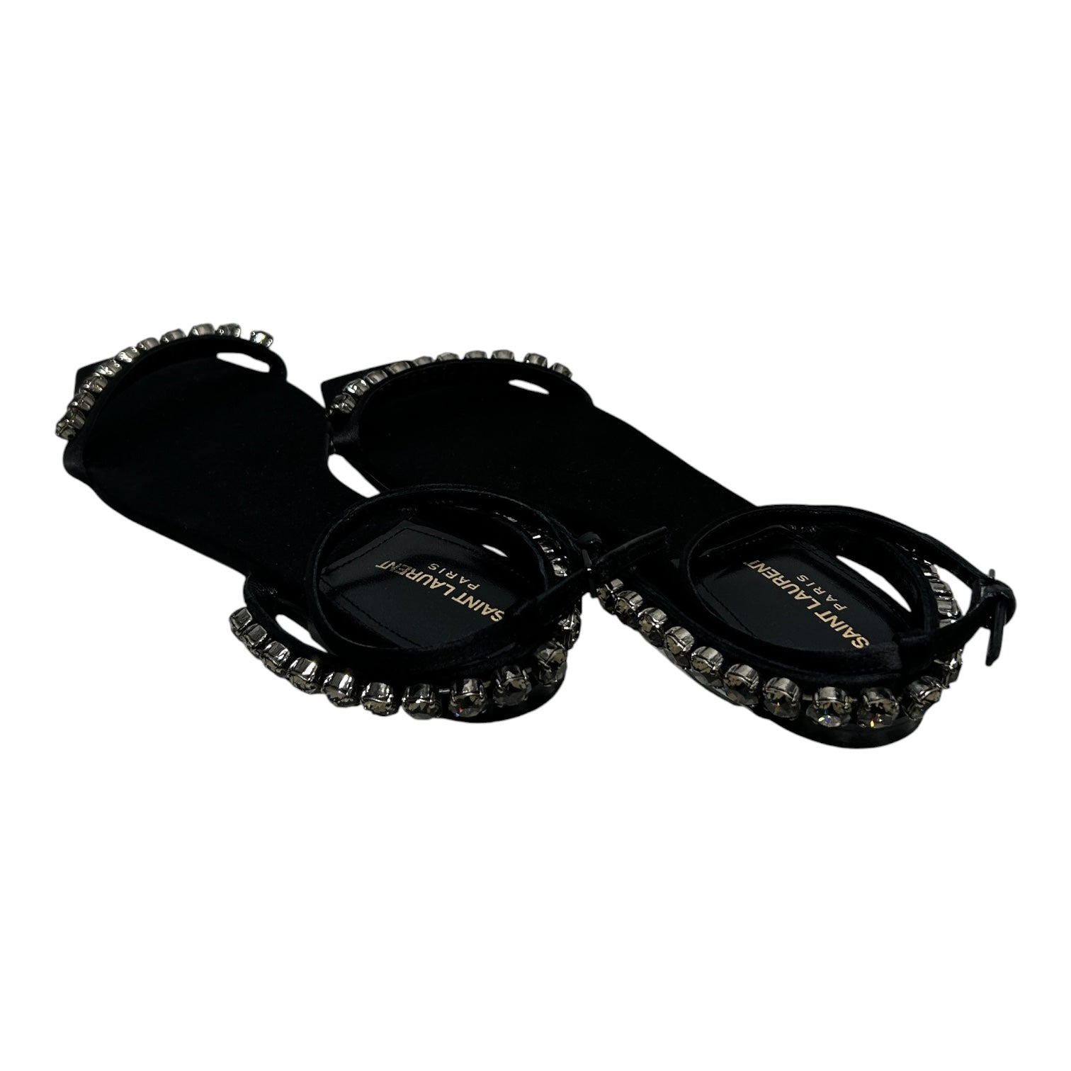 SAINT LAURENT/Flat Shoes/EU 37.5/BLK/CRYSTALIZED STRAPS view 2