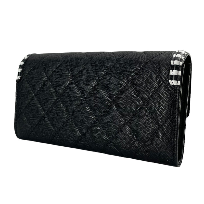CHANEL/Long Wallet/Leather/BLK/CRUISE LINE