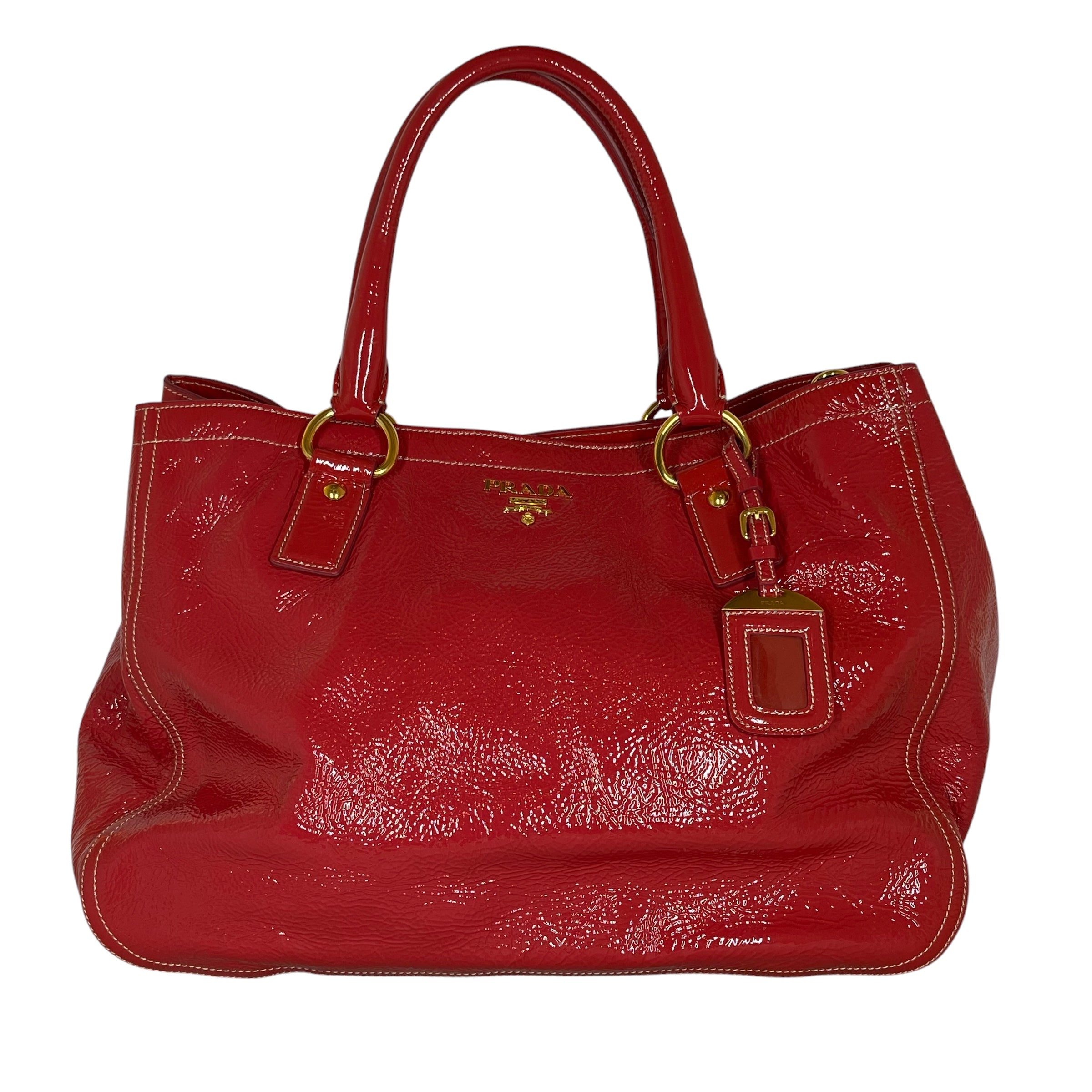 PRADA/Hand Bag/Leather/RED/PATENT LEATHER view 1