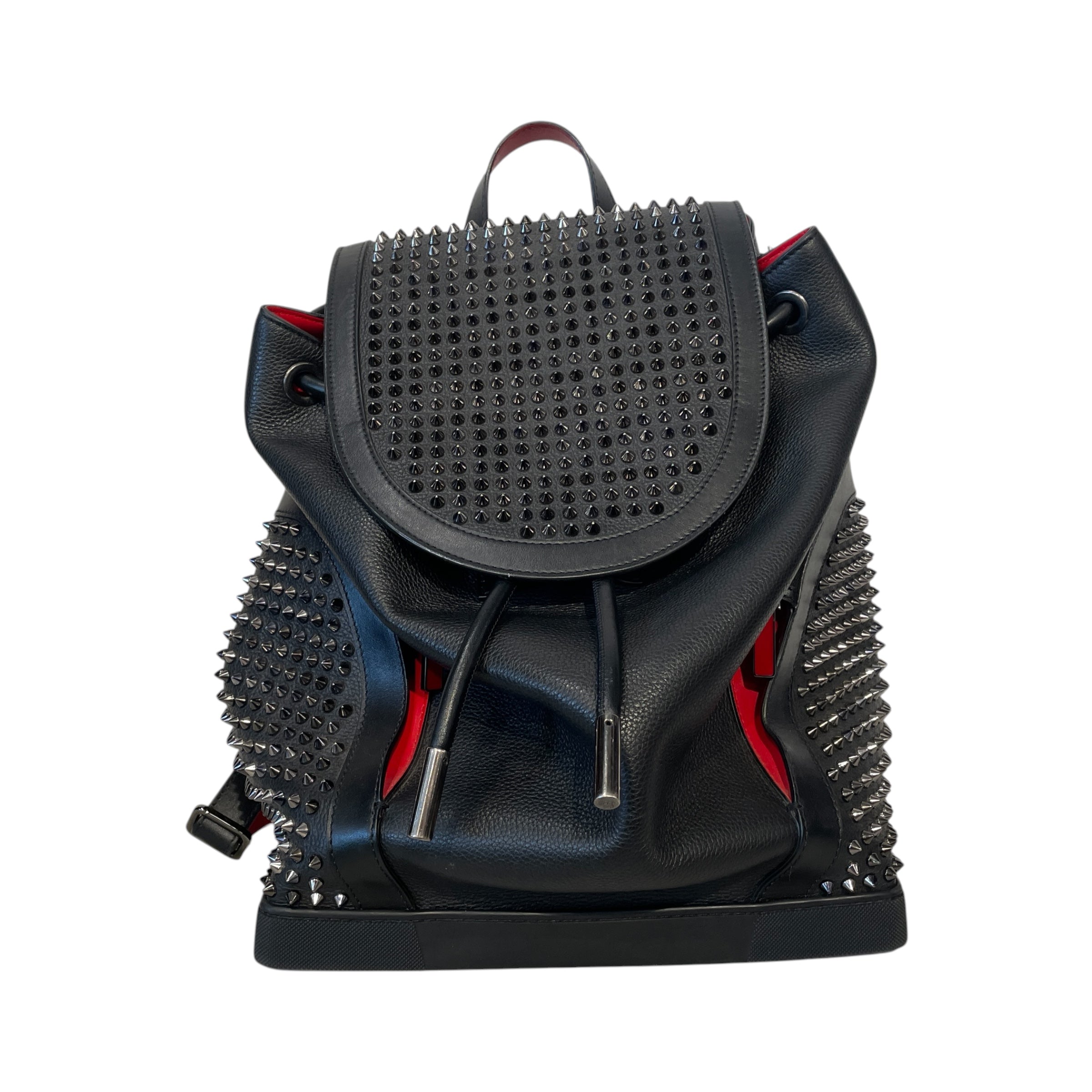 Christian Louboutin/Backpack/Leather/BLK/spikes all over/red lining view 1