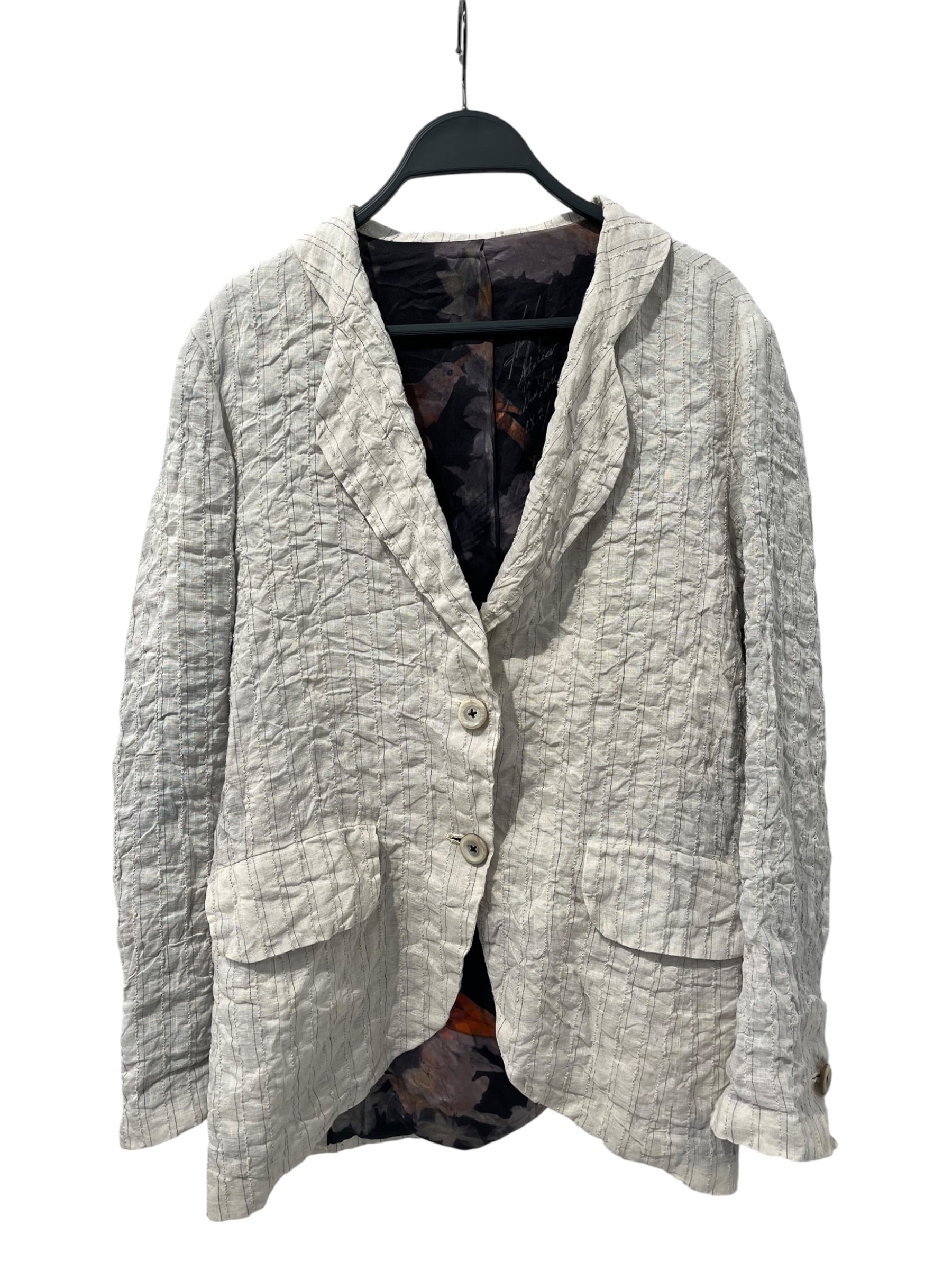 GEOFFREY B. SMALL/Tailored Jkt/WHT/Stripe/SILK LINING W/ BIRDS view 1