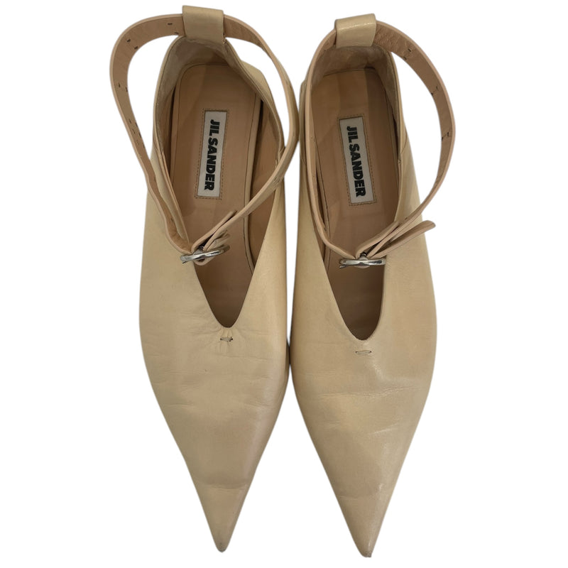 JIL SANDER/Dress Shoes/EU 39.5/Goat Leather/BEG/Ankle Strap/paige bin buckle loafer