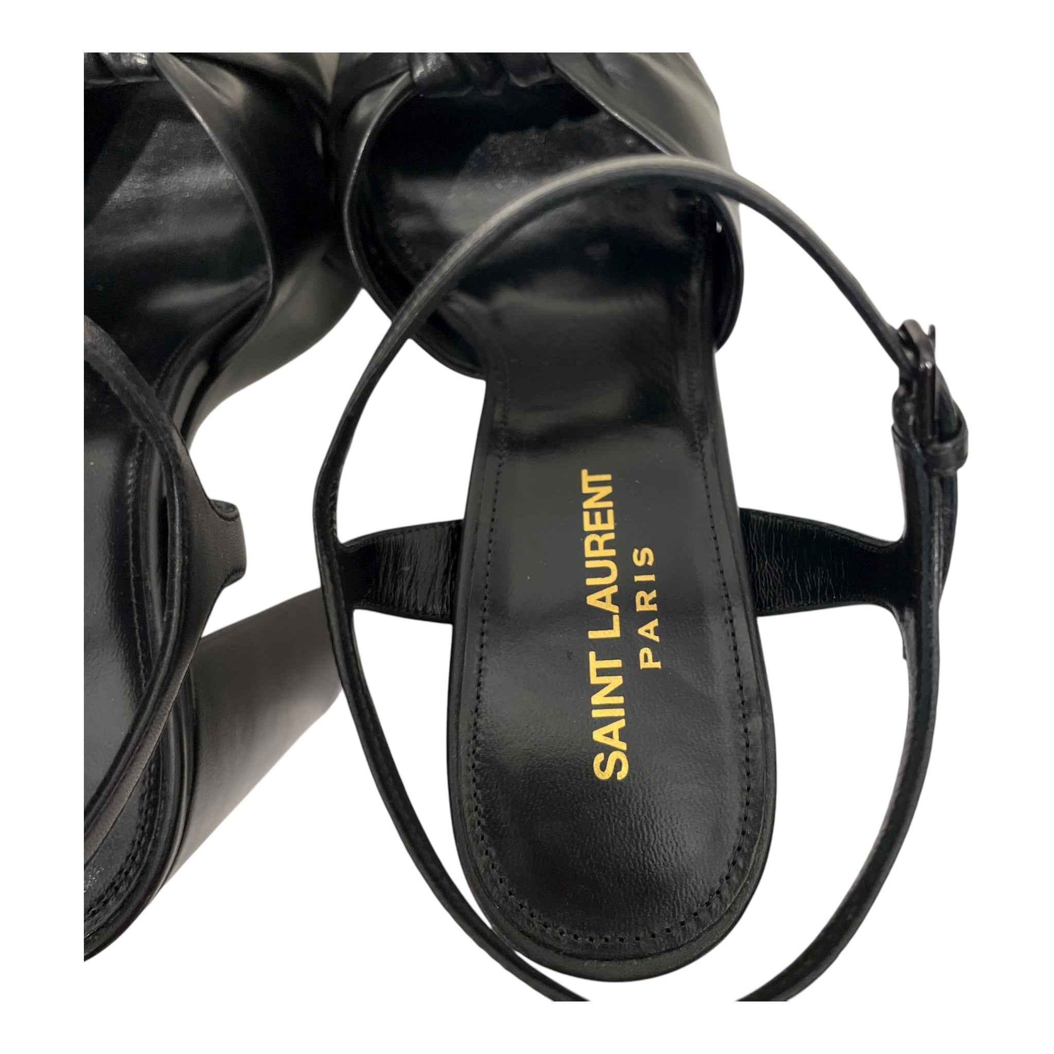 SAINT LAURENT/Heels/EU 37/Leather/BLK/KNOT TOE PLATFORM HEEL view 4
