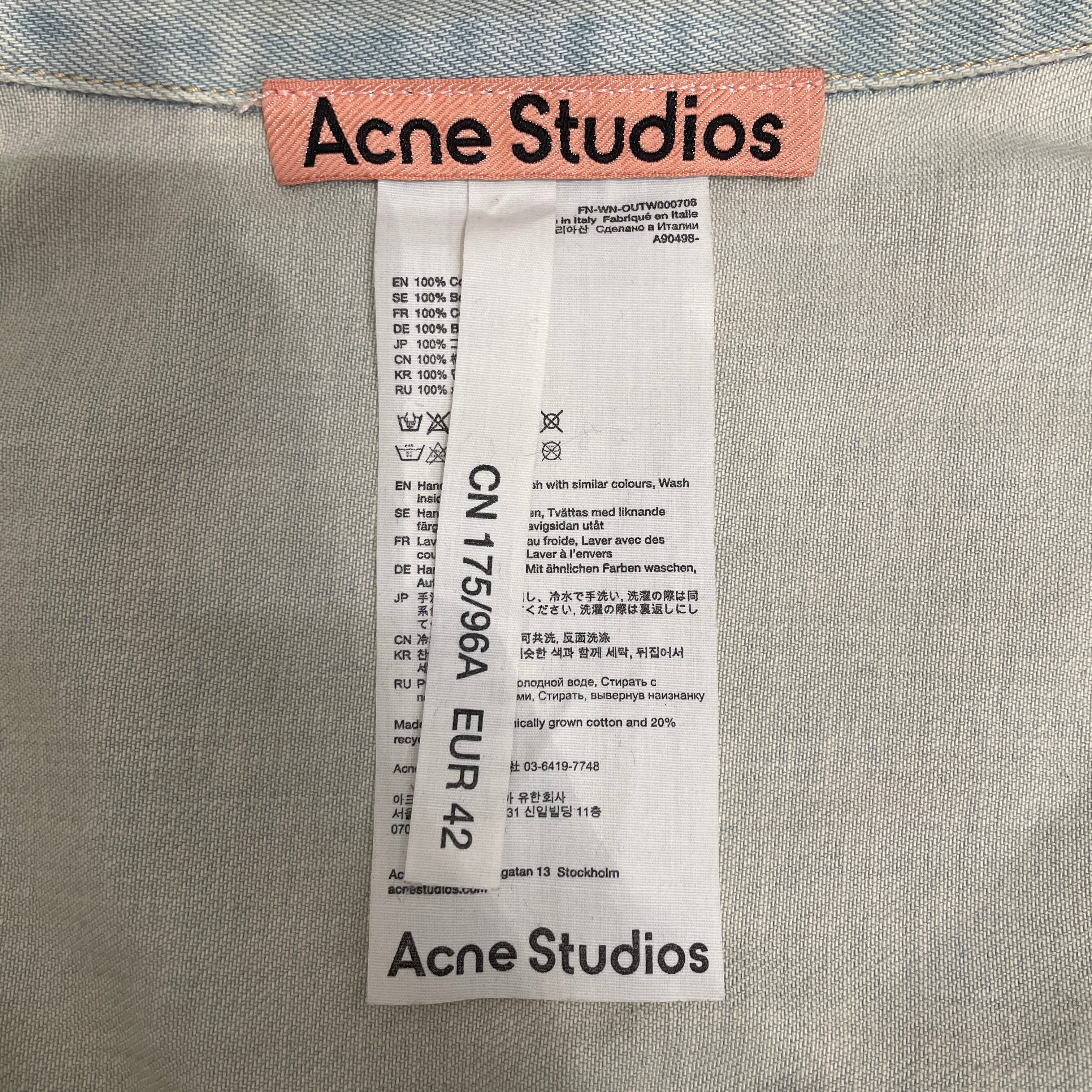 Acne Studios/Denim Jkt/42/Denim/IDG/LIGHTWASH BUTTON UP view 3