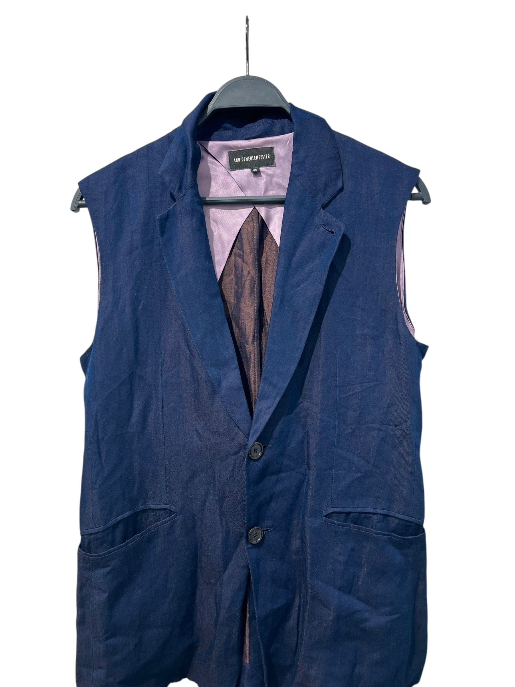 ANN DEMEULEMEESTER/Vest/XS/NVY/SUIT VEST PRPL INNER view 1