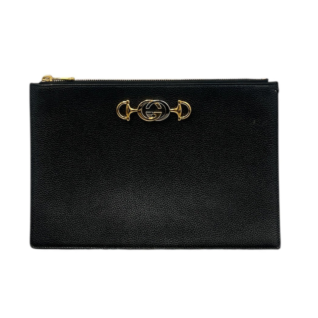 GUCCI/Pouch/Leather/BLK/Interlock Logo Pouch view 1
