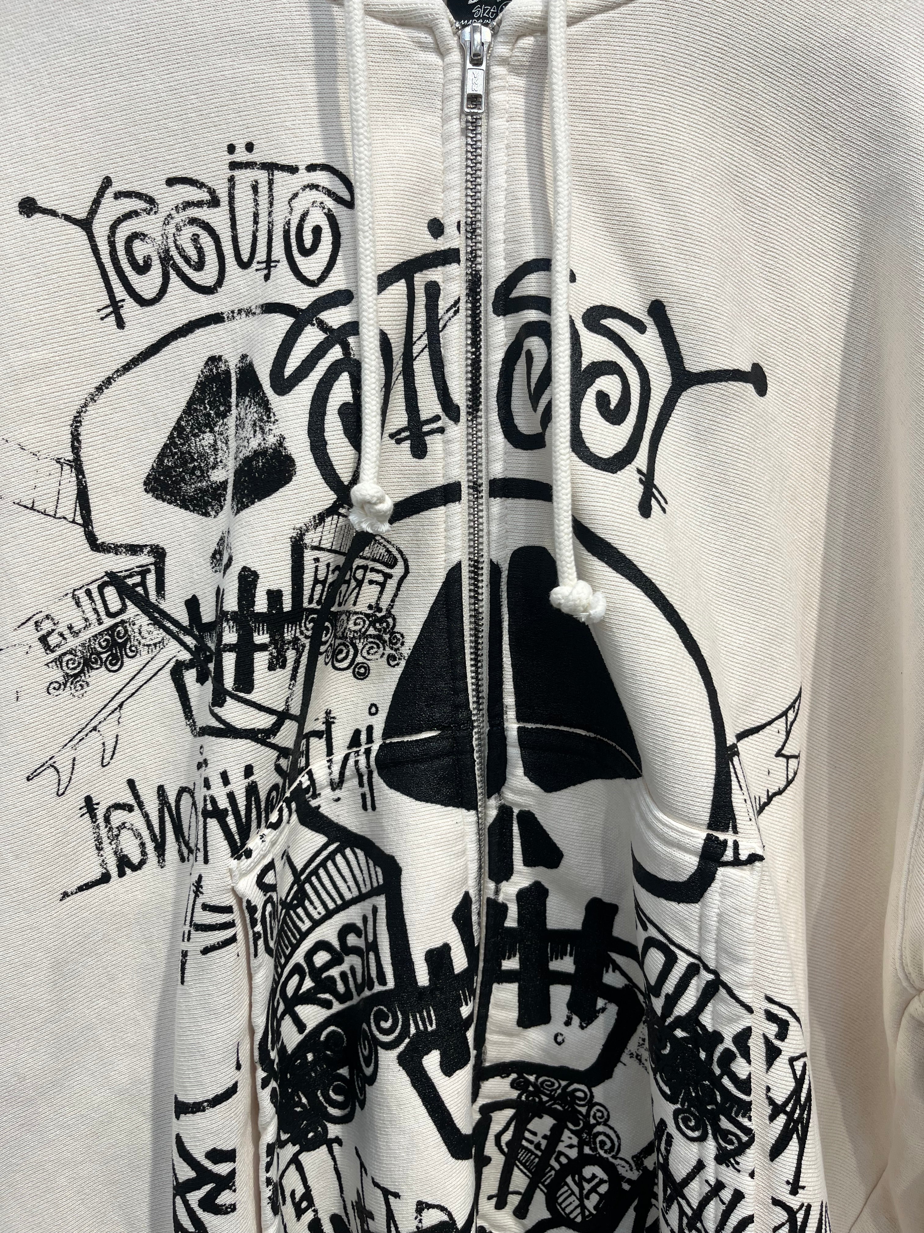 STUSSY/Zip Up Hoodie/XL/All Over Print/Cotton/WHT/SKULLS PRINTED HOODIE view 5