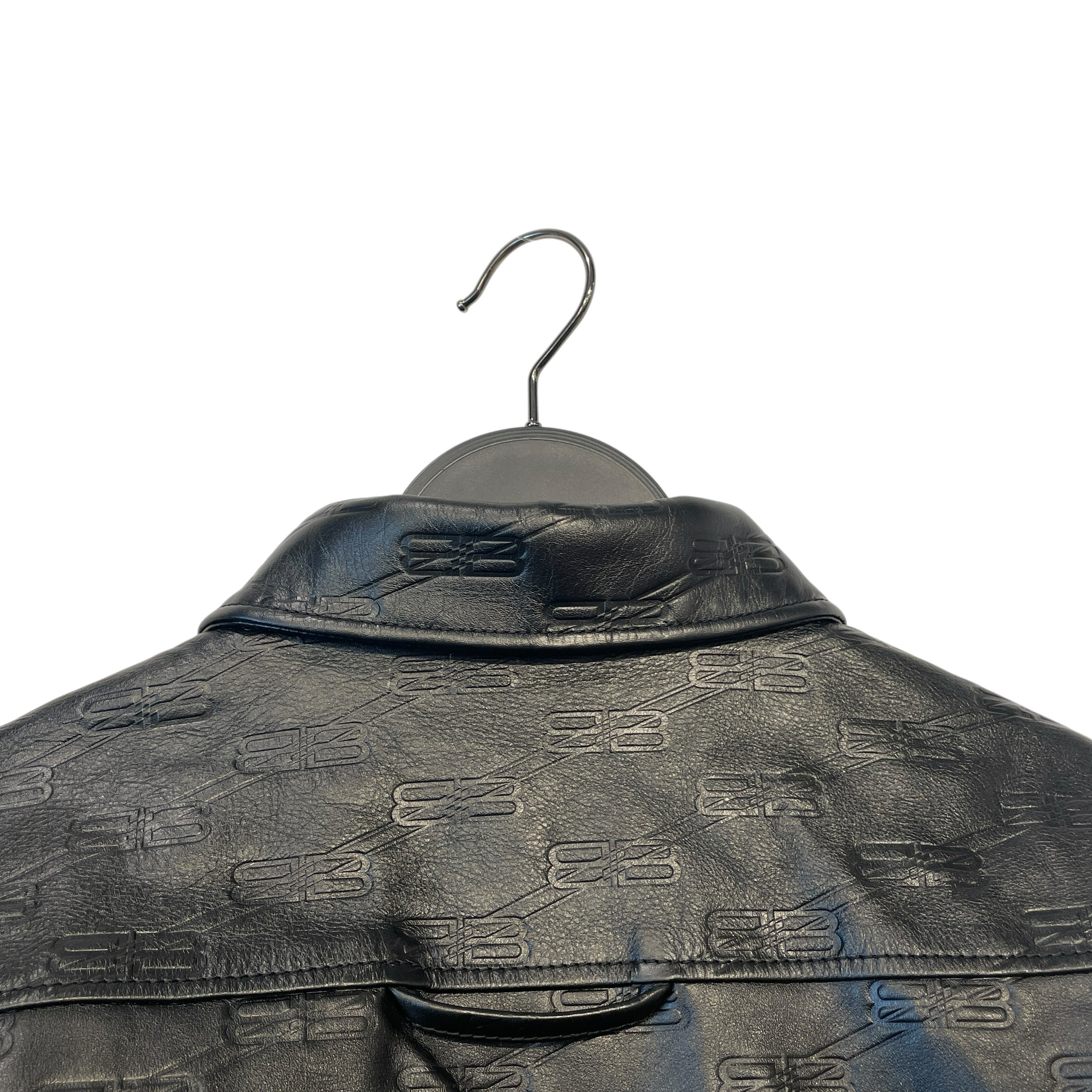 BALENCIAGA/Leather Jkt/50/Leather/BLK/All Over Print/BB MONOGRAM LEATHER JACKET view 7